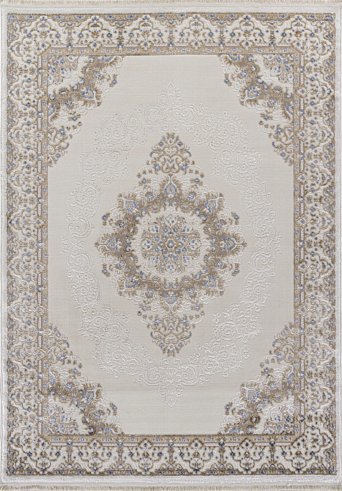 Классический ковер MOSSO 27236A - CREAM / BLUE Heat-set Турция