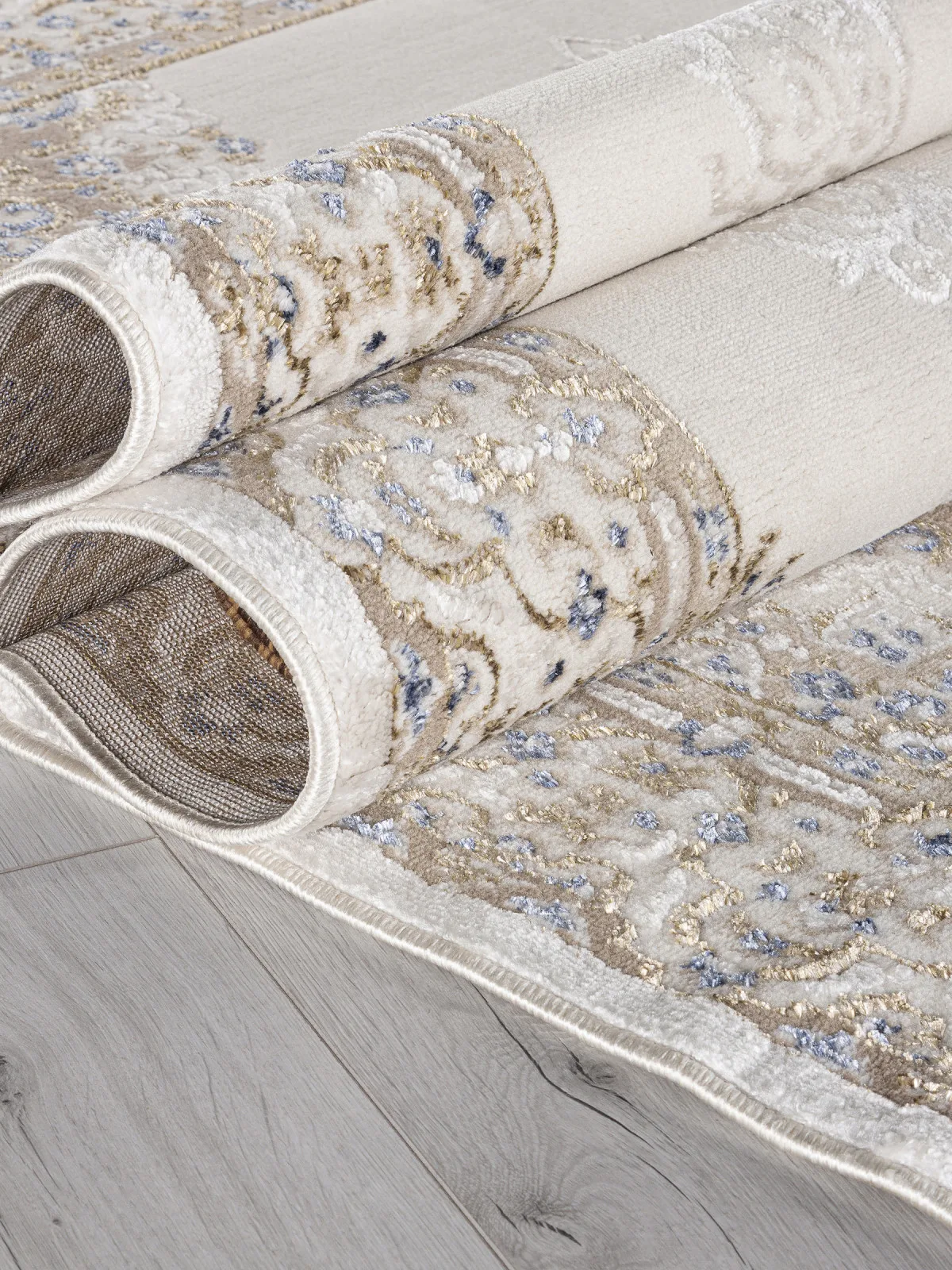 Классический ковер MOSSO 27236A - CREAM / BLUE Heat-set Турция