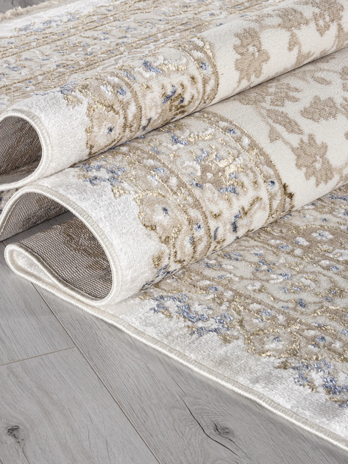 Классический ковер MOSSO 27239A - CREAM / BLUE Heat-set Турция