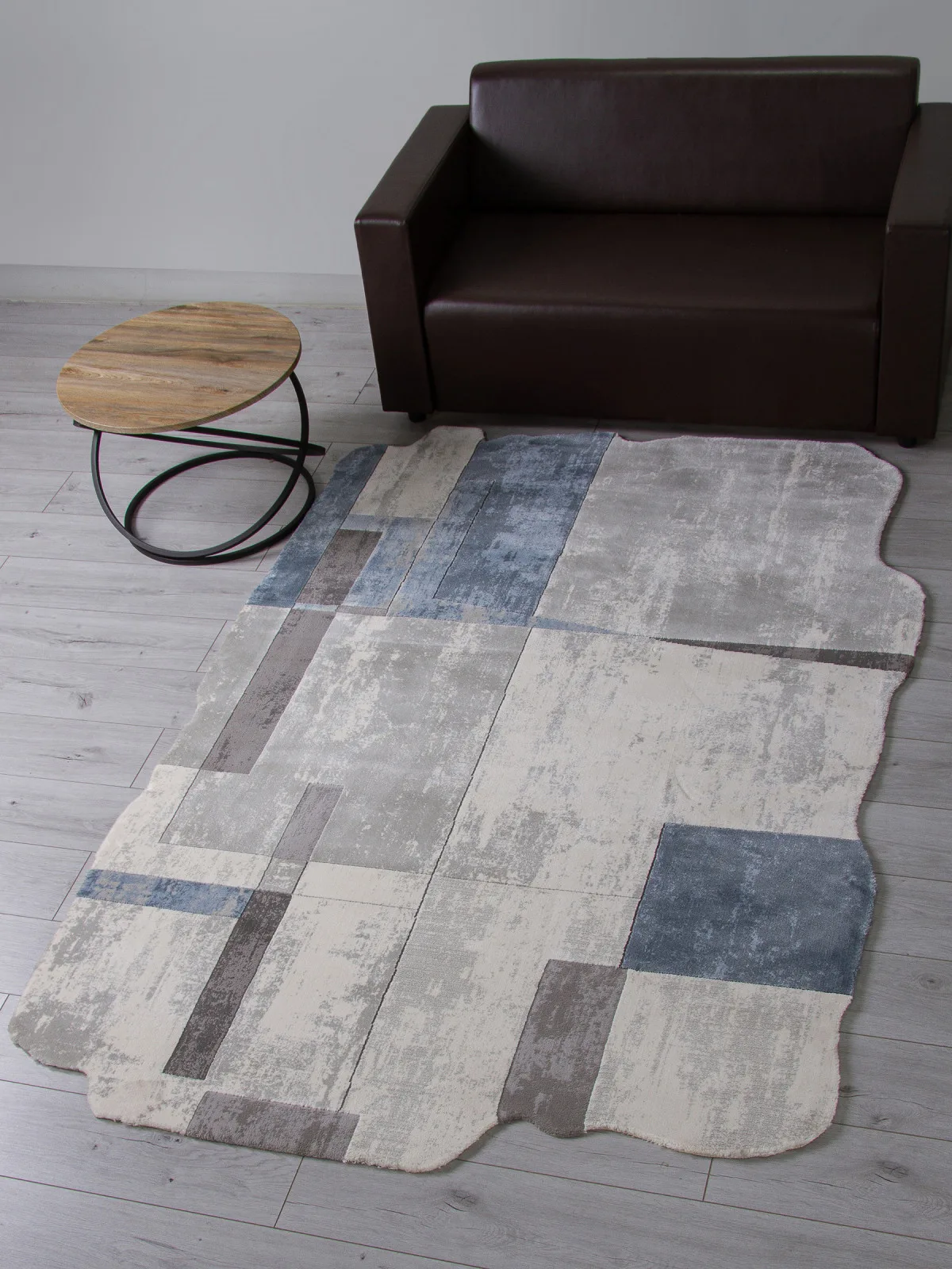 Современный ковер SAFIR 00838T - GREY / BLUE Heat-set Турция