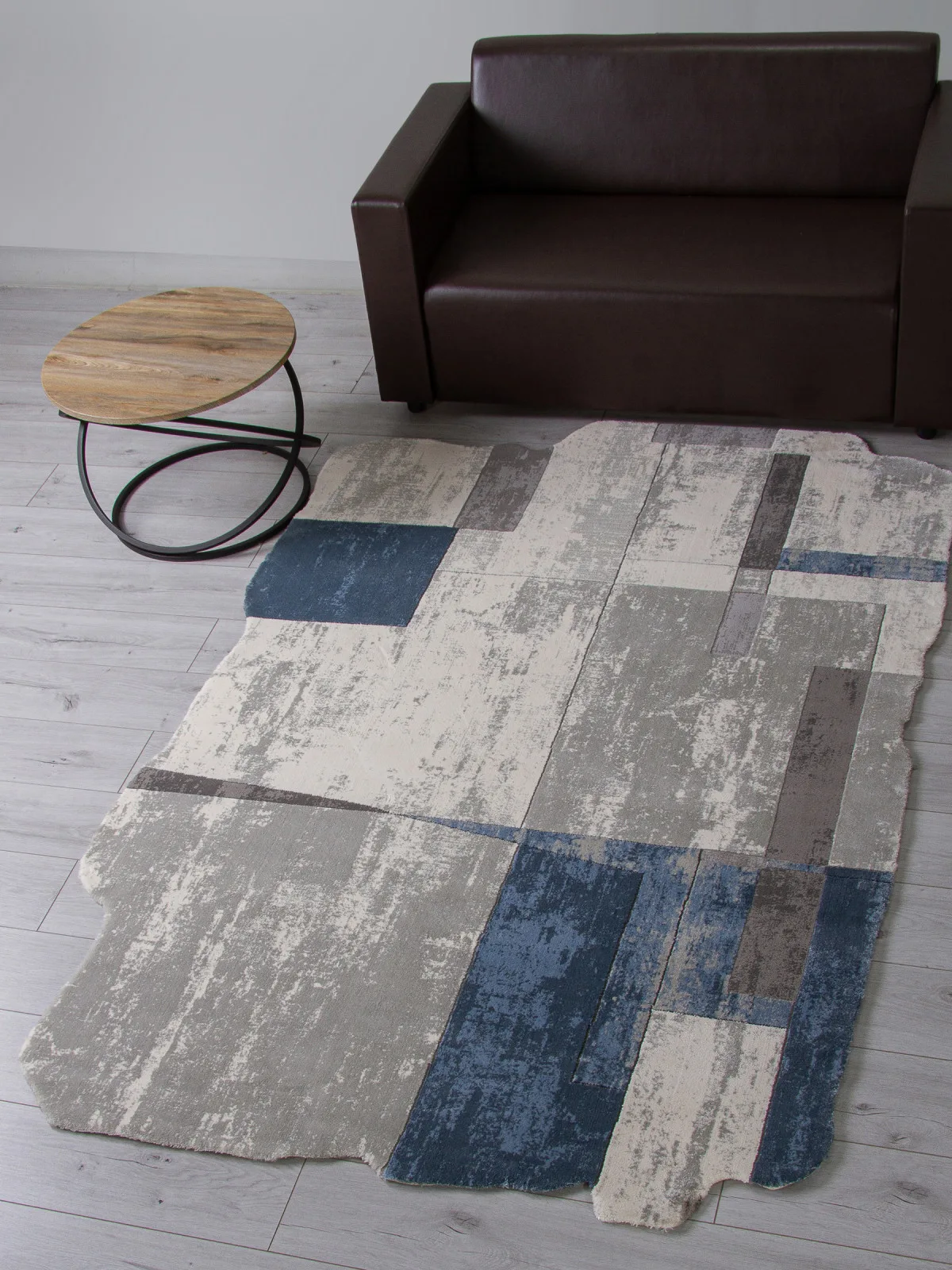 Современный ковер SAFIR 00838T - GREY / BLUE Heat-set Турция