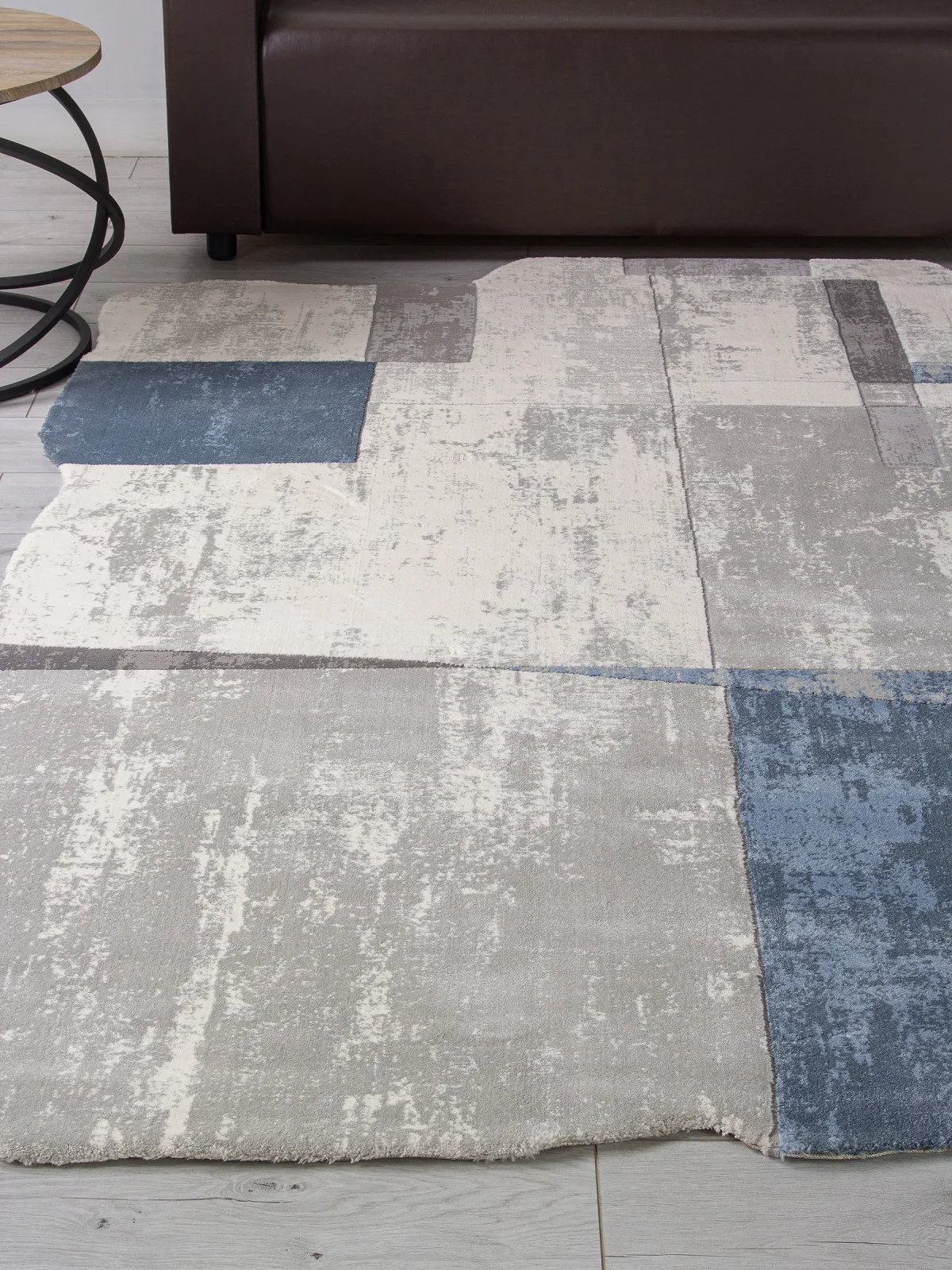 Современный ковер SAFIR 00838T - GREY / BLUE Heat-set Турция