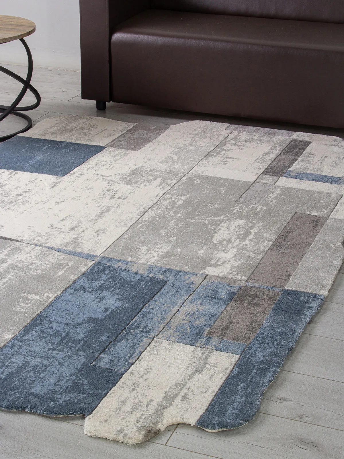 Современный ковер SAFIR 00838T - GREY / BLUE Heat-set Турция