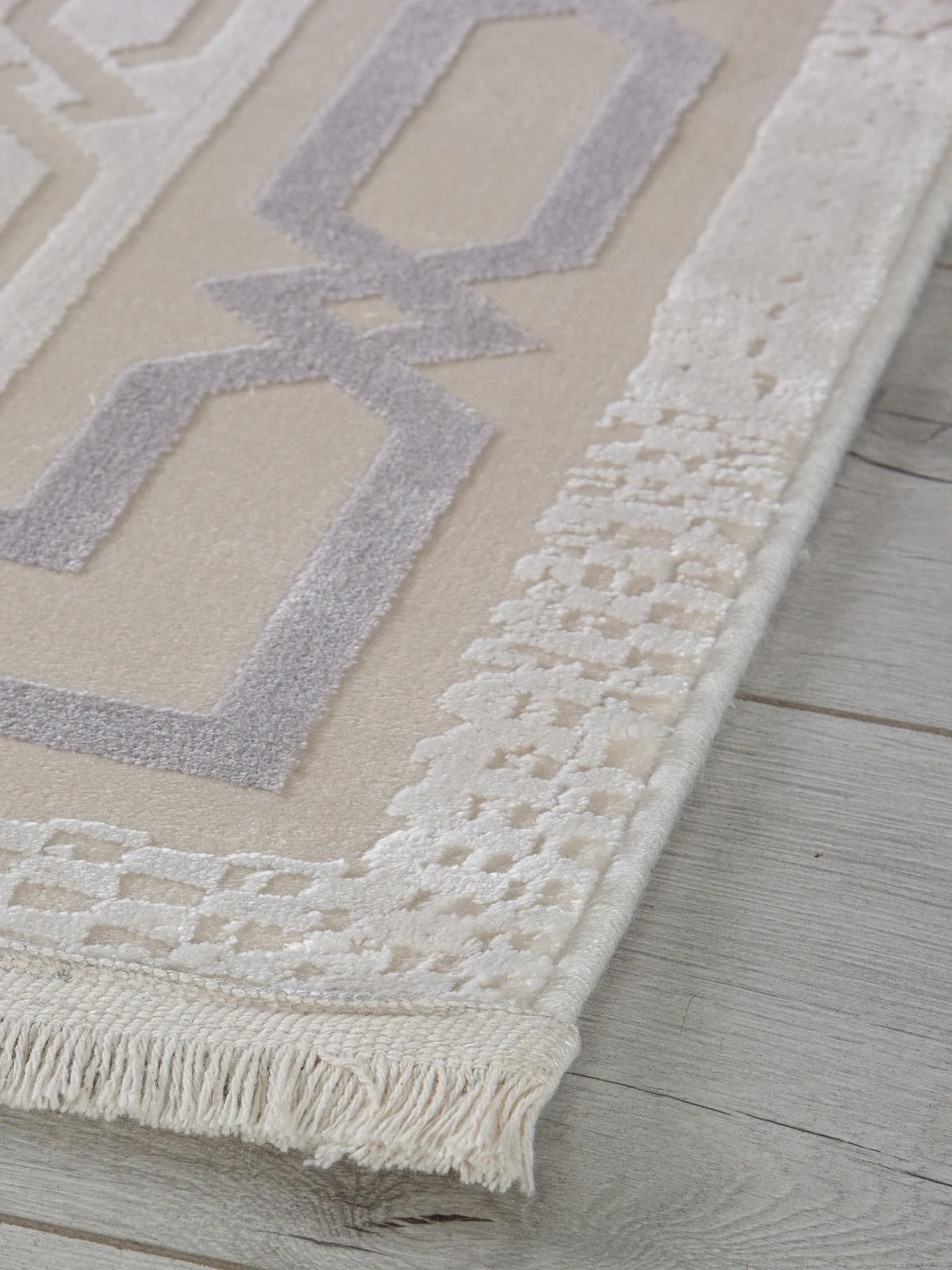 Современный ковер ANATOLIA 34069A - WHITE / BEIGE вискоза Турция