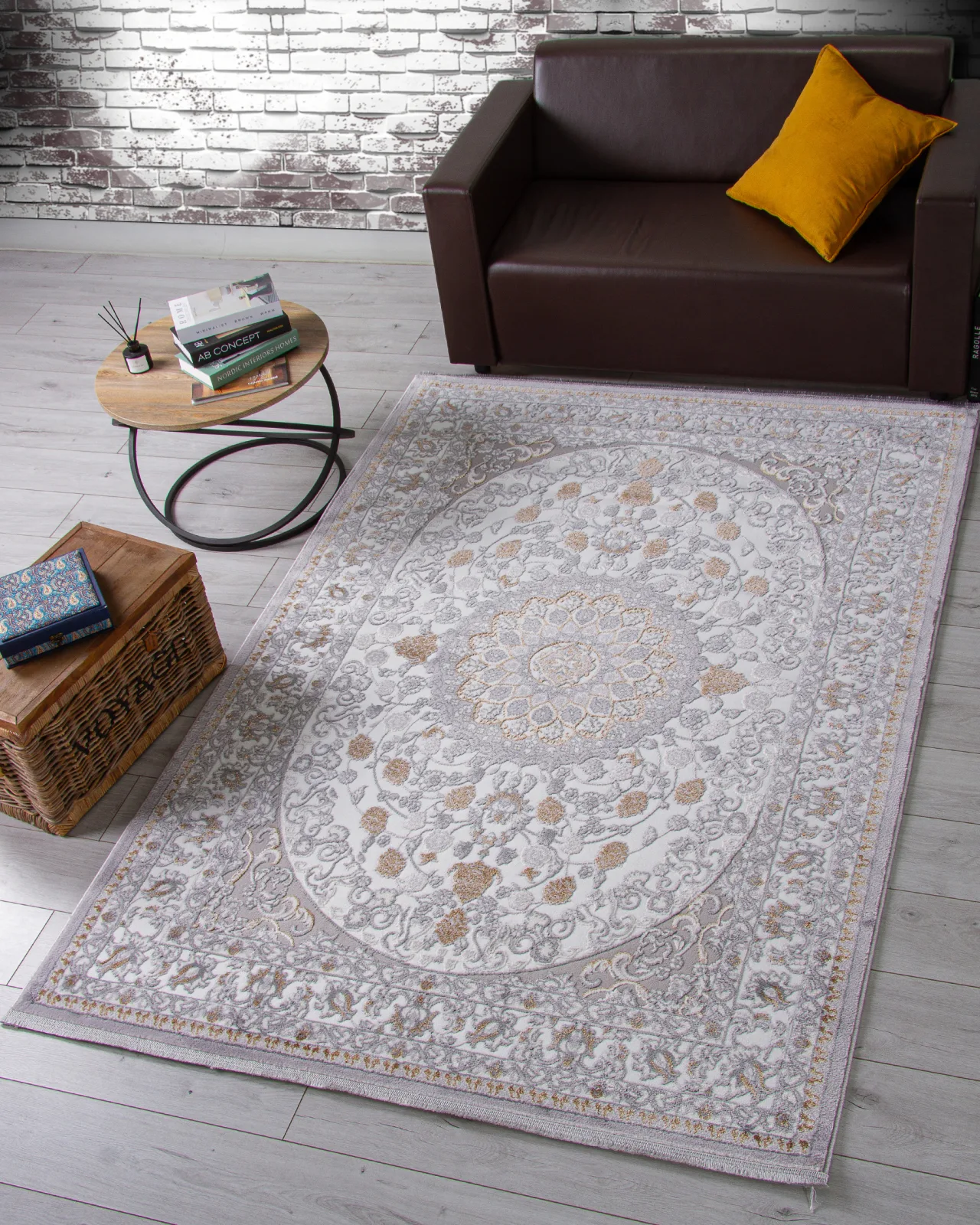 Классический ковер HALIF F611 - GRAY-GREEN Heat-set Россия