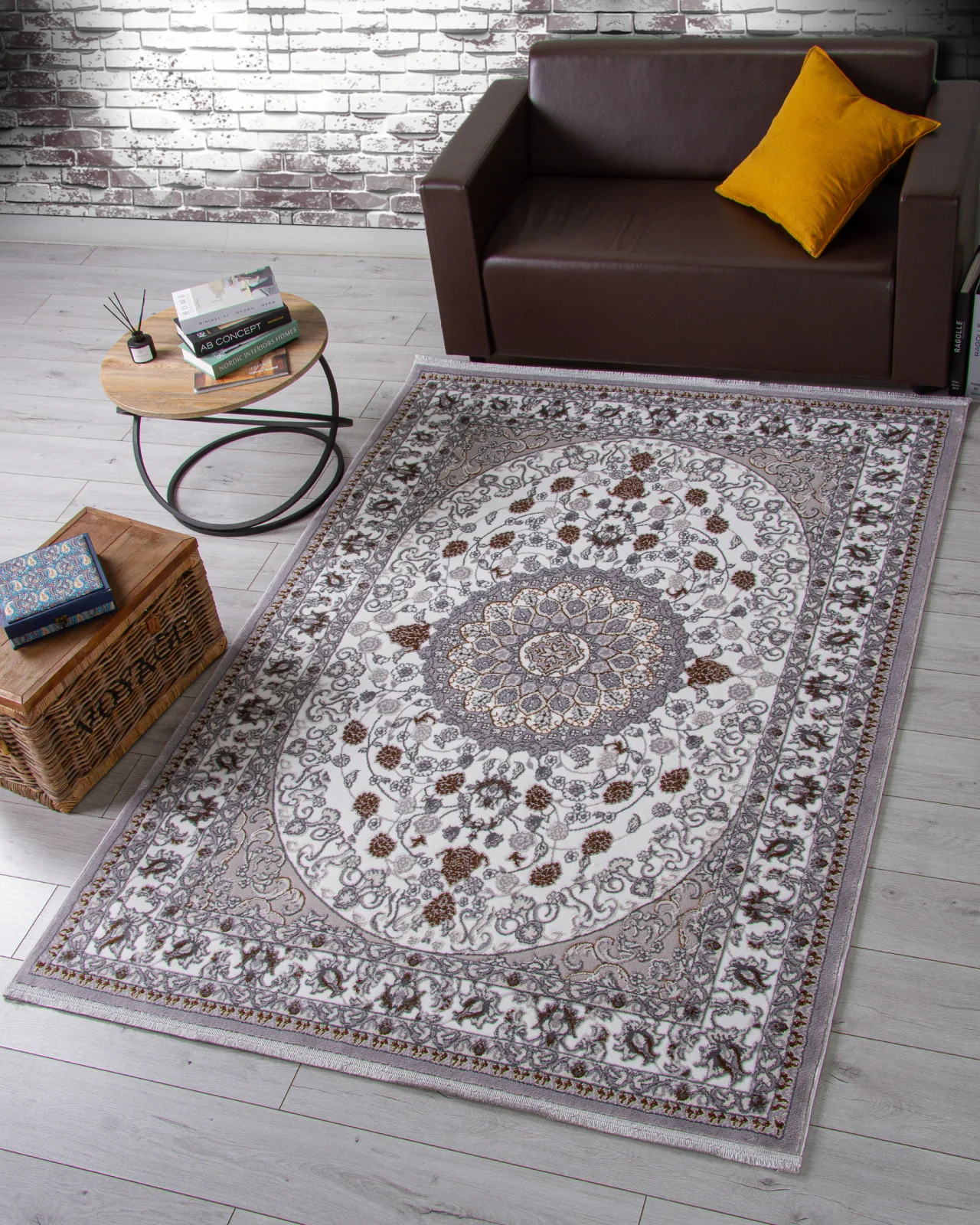Классический ковер HALIF F611 - GRAY-GREEN Heat-set Россия