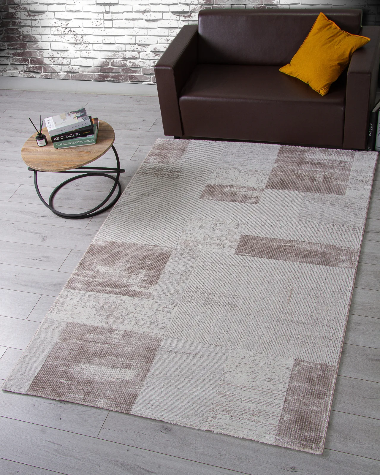 Современный ковер NENSI GL104A - BROWN / BROWN Heat-set Турция
