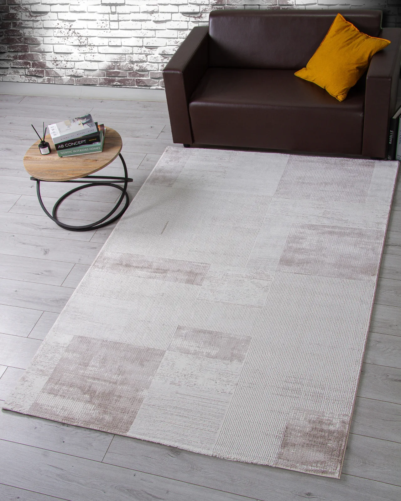 Современный ковер NENSI GL104A - BROWN / BROWN Heat-set Турция