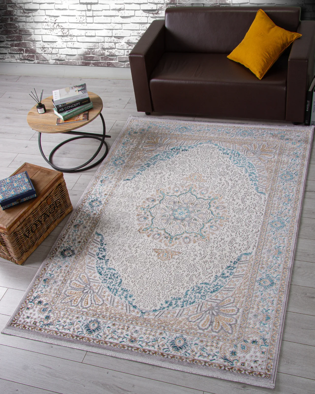 Классический ковер HALIF F637 - GREEN-BLUE Heat-set Россия