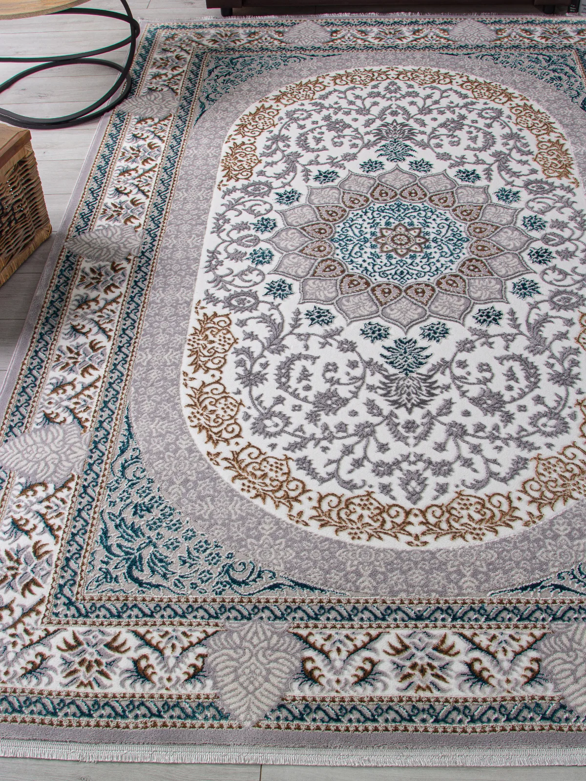 Классический ковер HALIF F638 - GREEN-BLUE Heat-set Россия