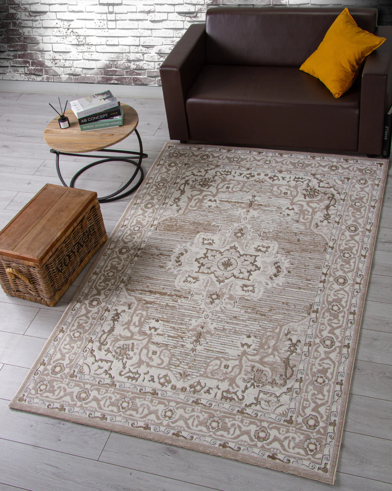 Классический ковер NOVA 04089A - CREAM HB / LIGHT GRI HB полиэстер Турция