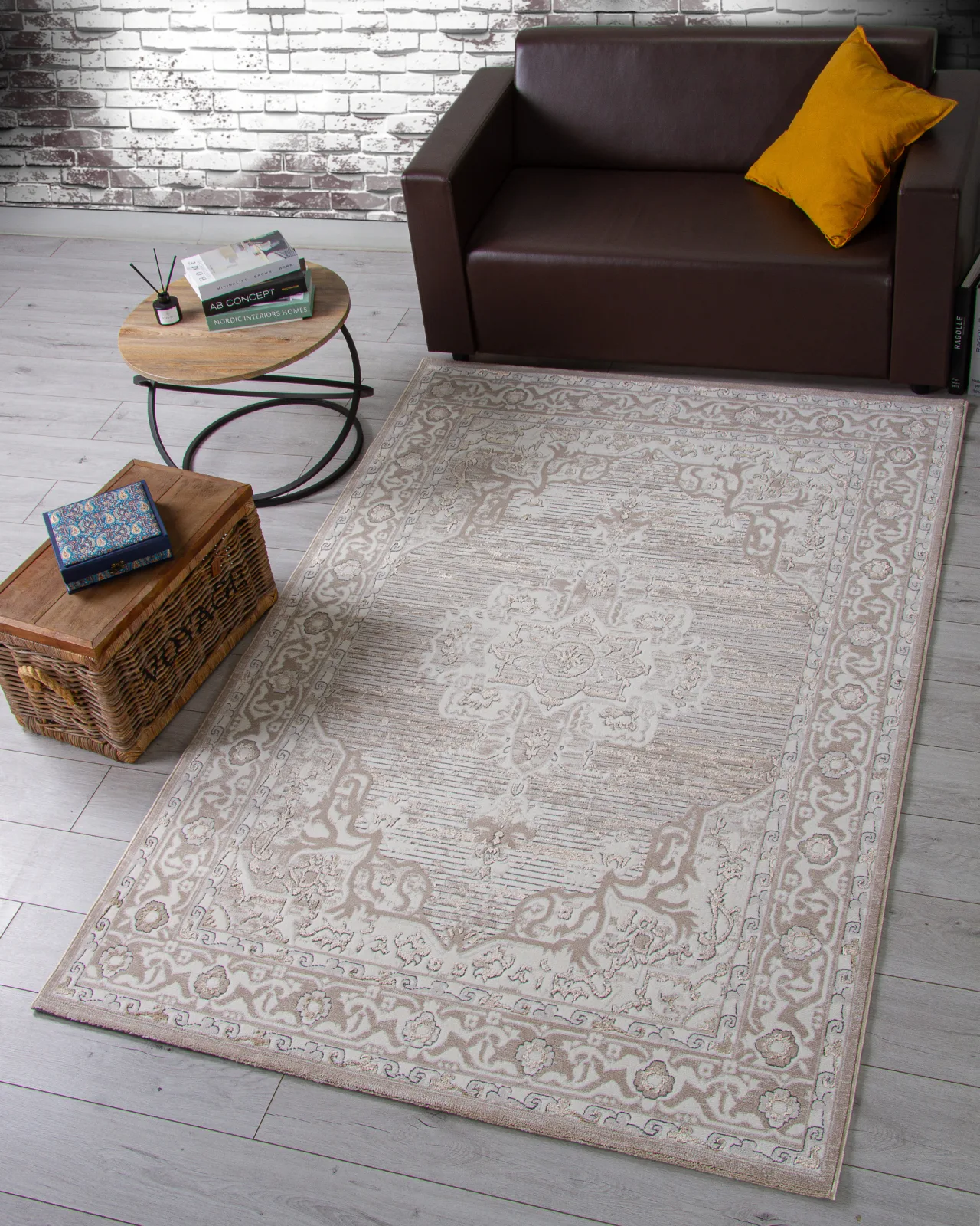 Классический ковер NOVA 04089A - CREAM HB / LIGHT GRI HB полиэстер Турция