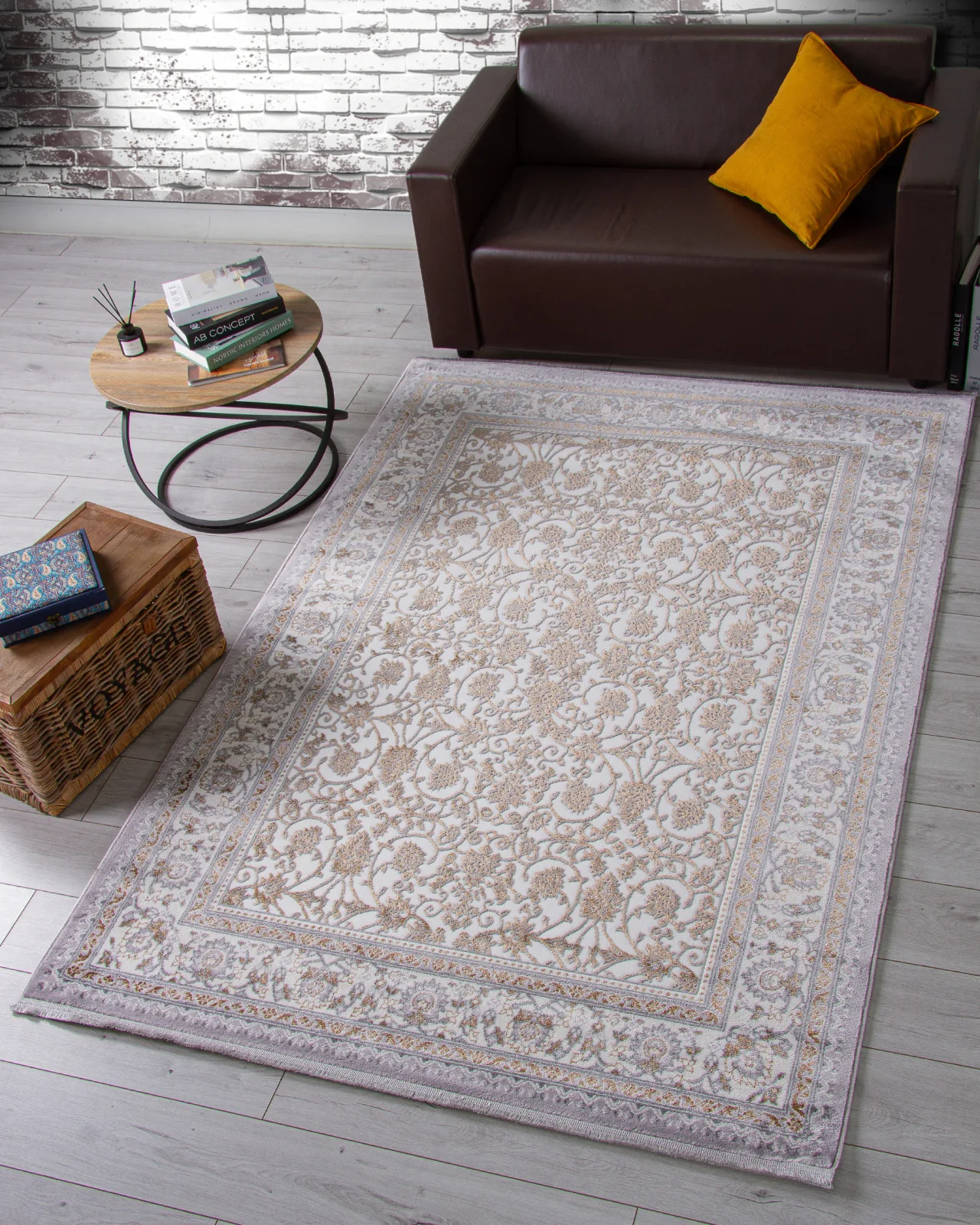 Классический ковер HALIF F608 - GRAY-GREEN Heat-set Россия