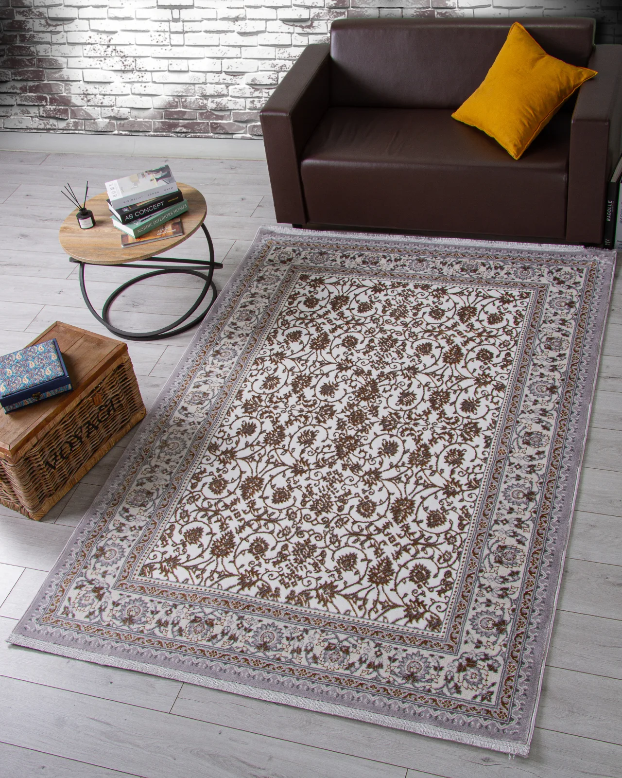 Классический ковер HALIF F608 - GRAY-GREEN Heat-set Россия