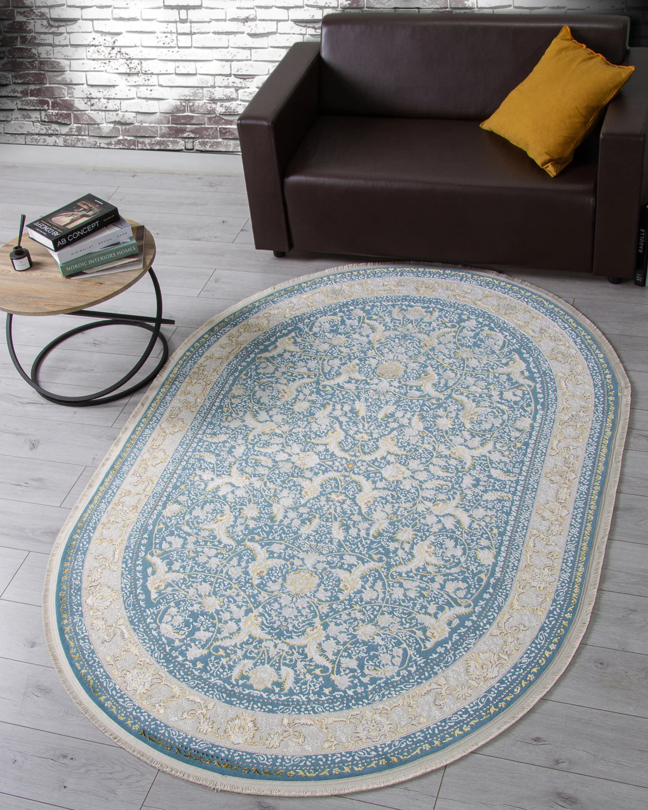 Классический ковер ZARINA M101B - BLUE SHIRINK / BLUE SHIRINK полиэстер Турция