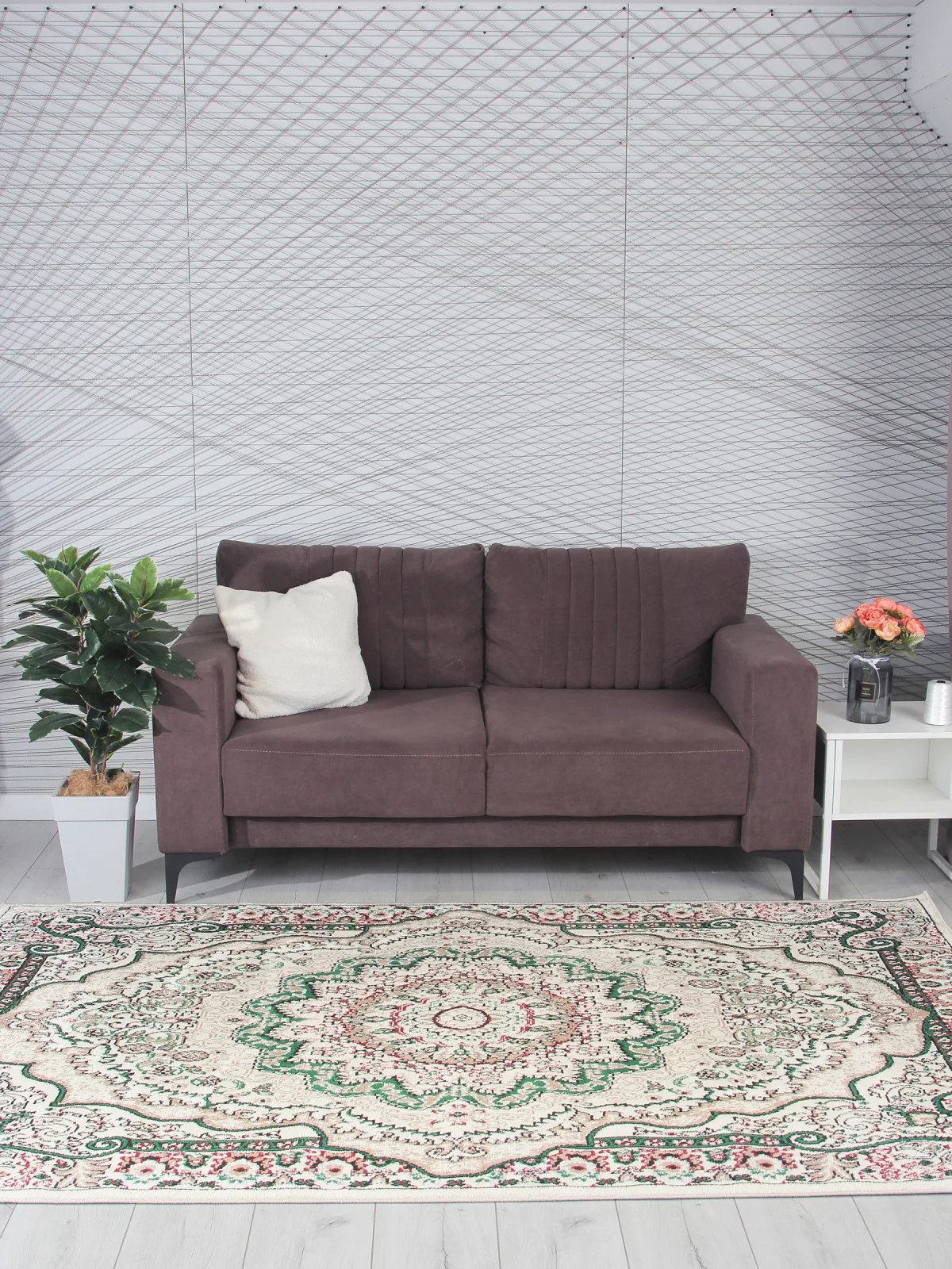 Классический ковер DARGA F670 - CREAM-GREEN Heat-set Россия
