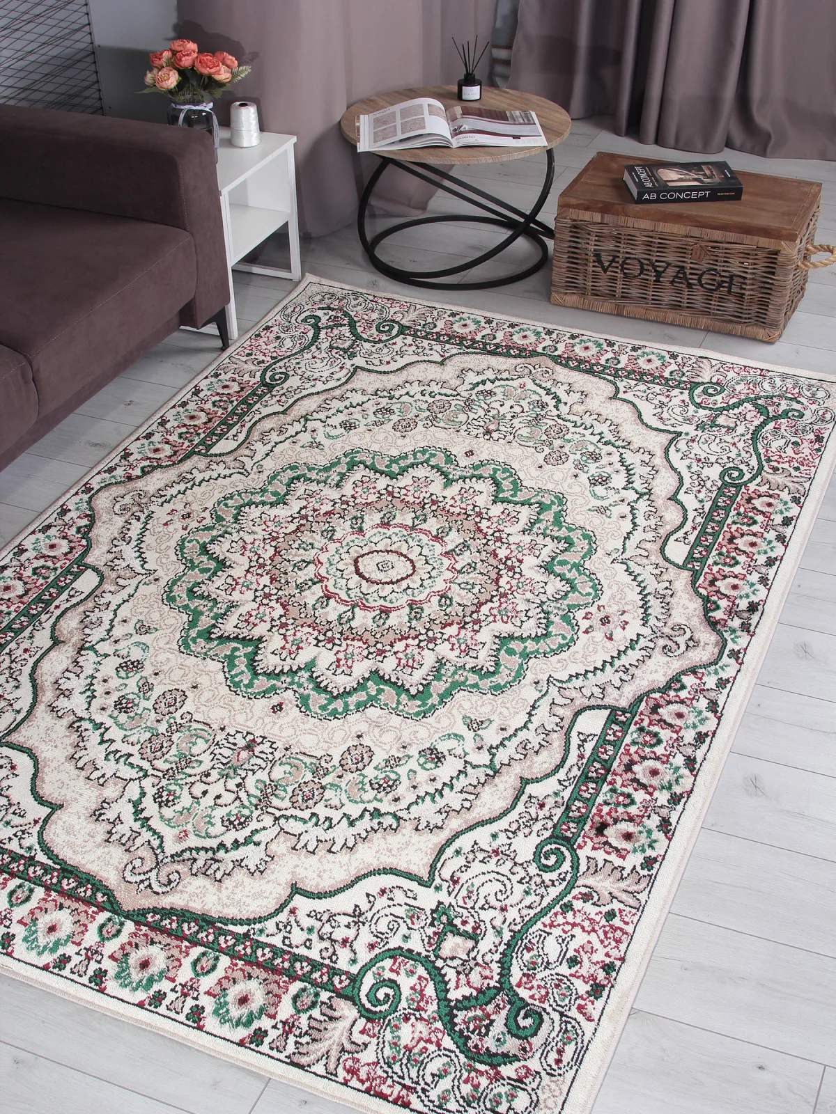 Классический ковер DARGA F670 - CREAM-GREEN Heat-set Россия