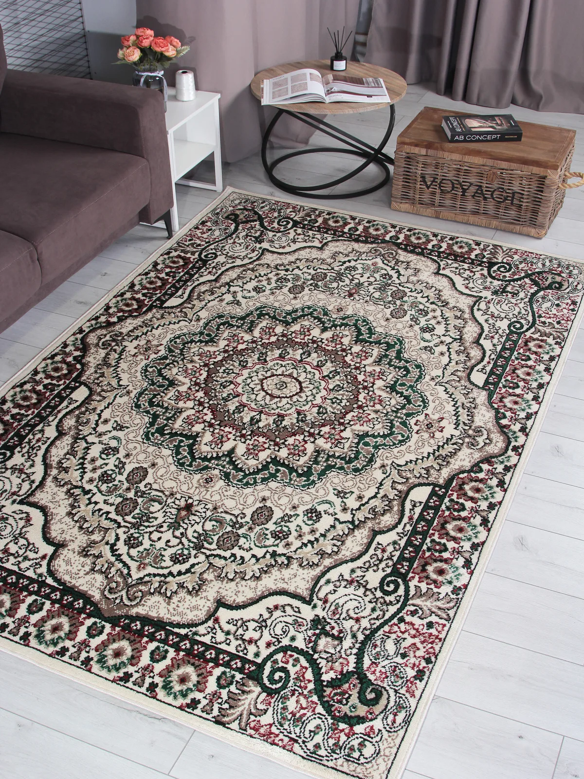 Классический ковер DARGA F670 - CREAM-GREEN Heat-set Россия