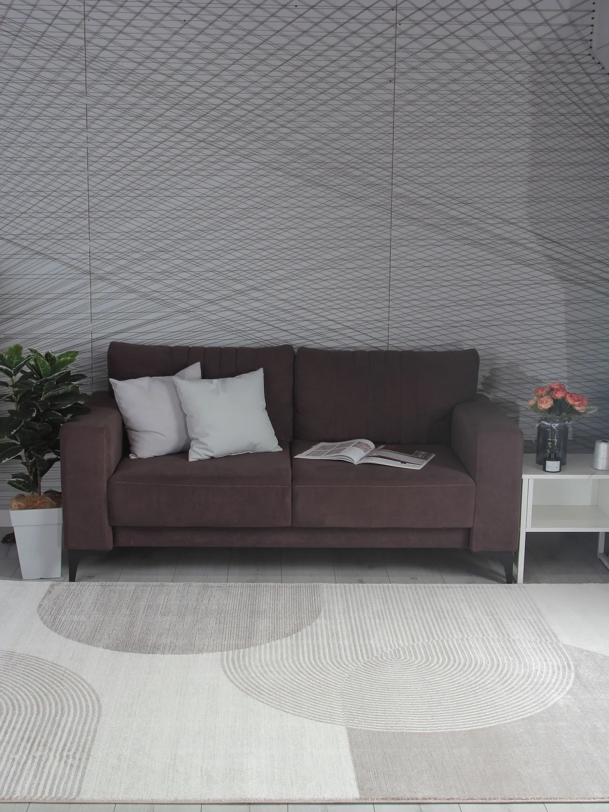 Современный ковер NENSI GL235B - BROWN / BROWN Heat-set Турция