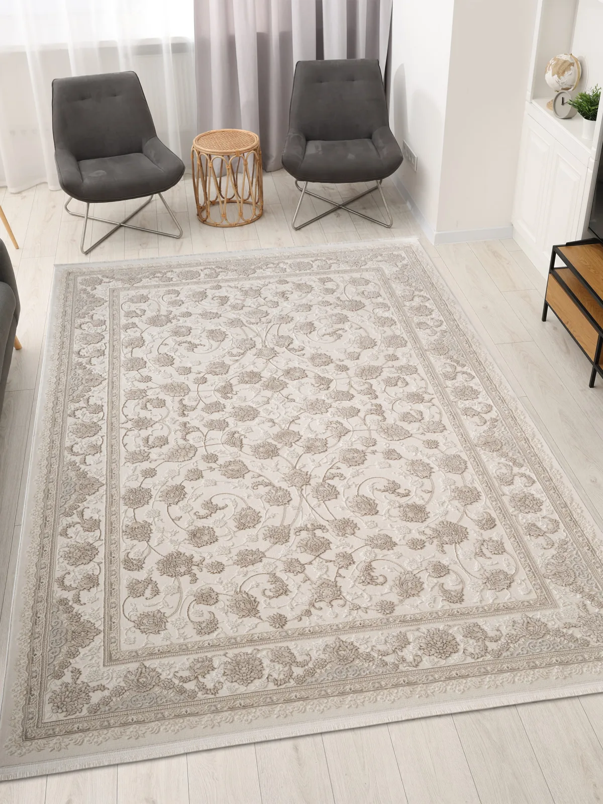 Классический ковер MARDIN 27386A - BEIGE / D.BEIGE Heat-set Турция