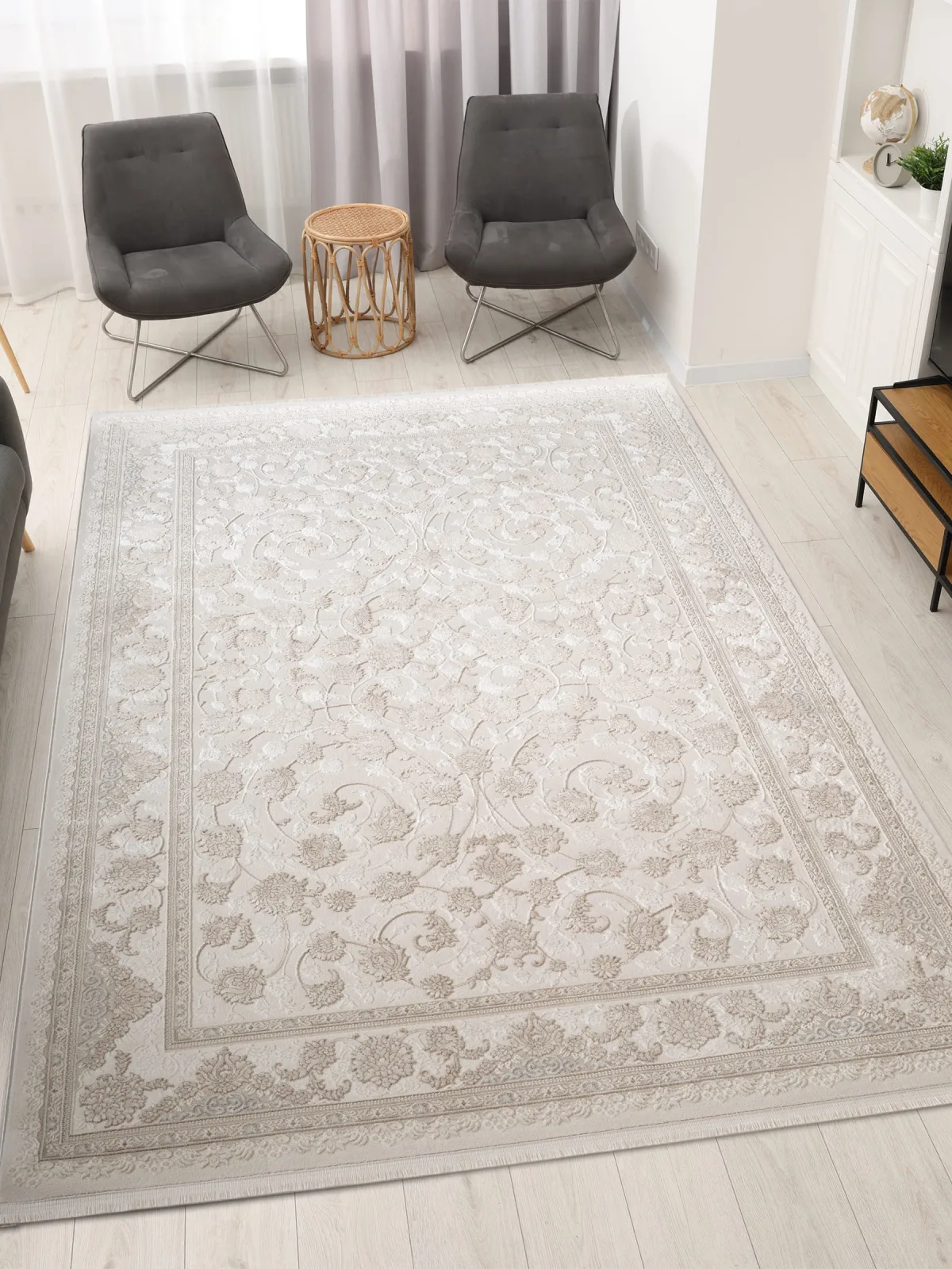 Классический ковер MARDIN 27386A - BEIGE / D.BEIGE Heat-set Турция