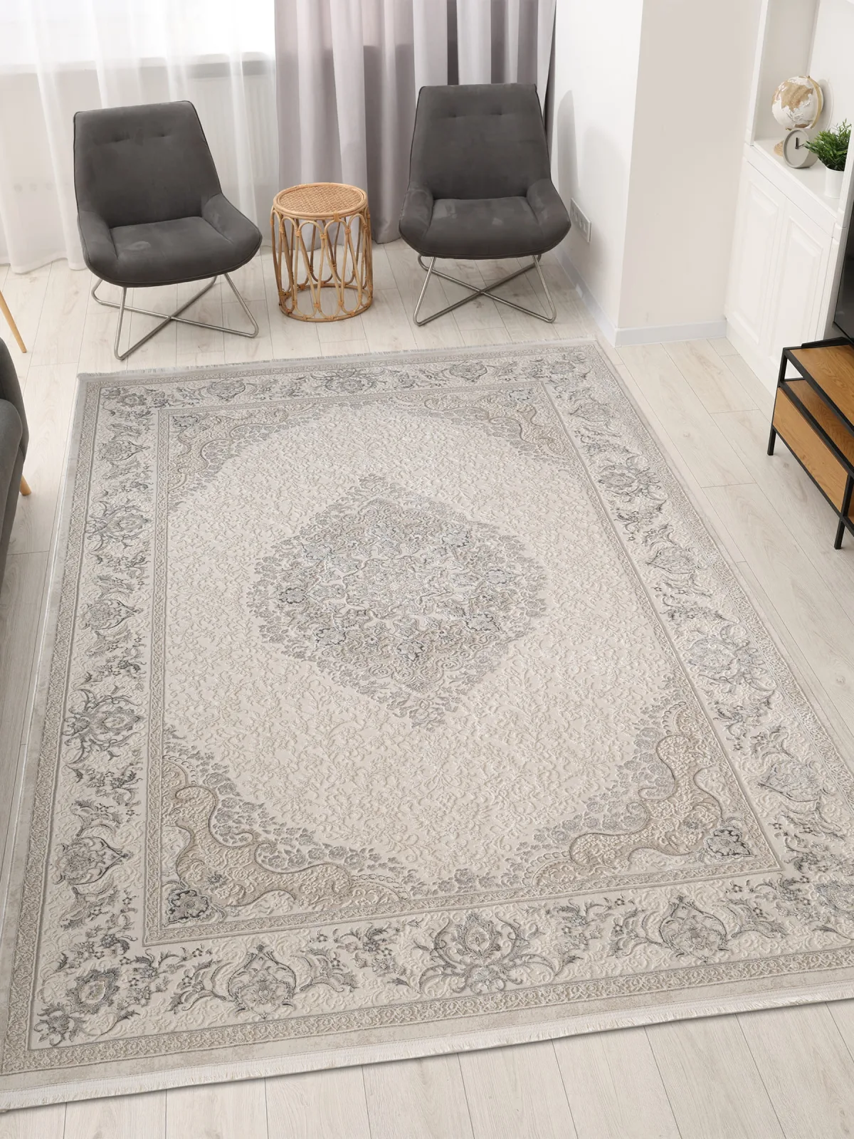 Классический ковер MARDIN 27387B - BEIGE / GRAY Heat-set Турция
