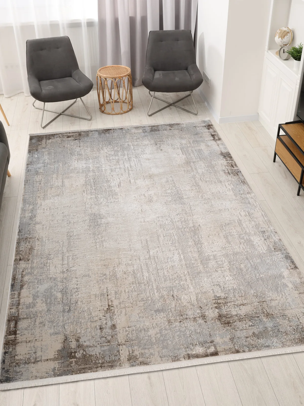 Современный ковер MARDIN 27399B - GRAY / BEIGE Heat-set Турция