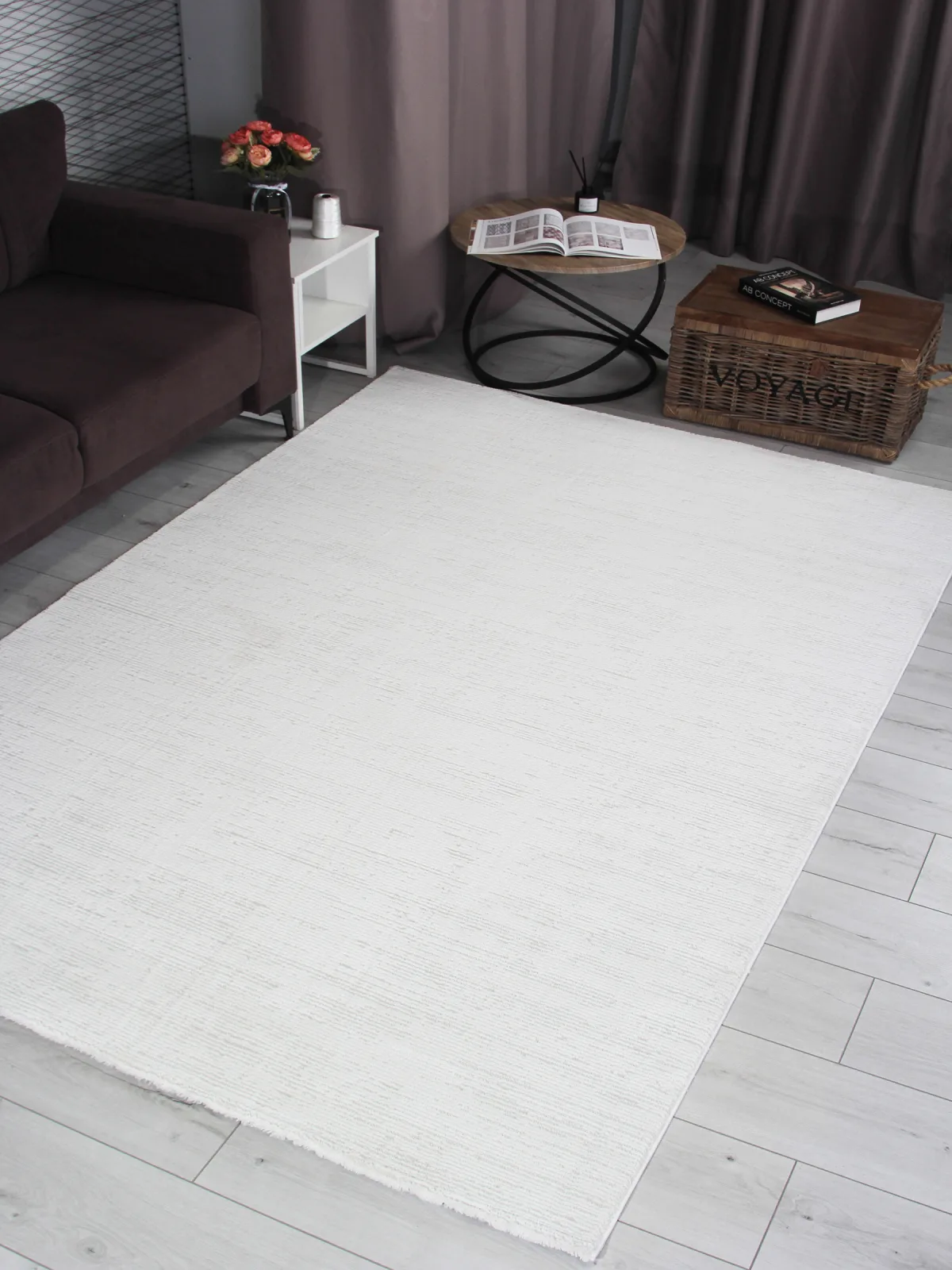Минимализм ковер NENSI GL091W - WHITE / WHITE Heat-set Турция