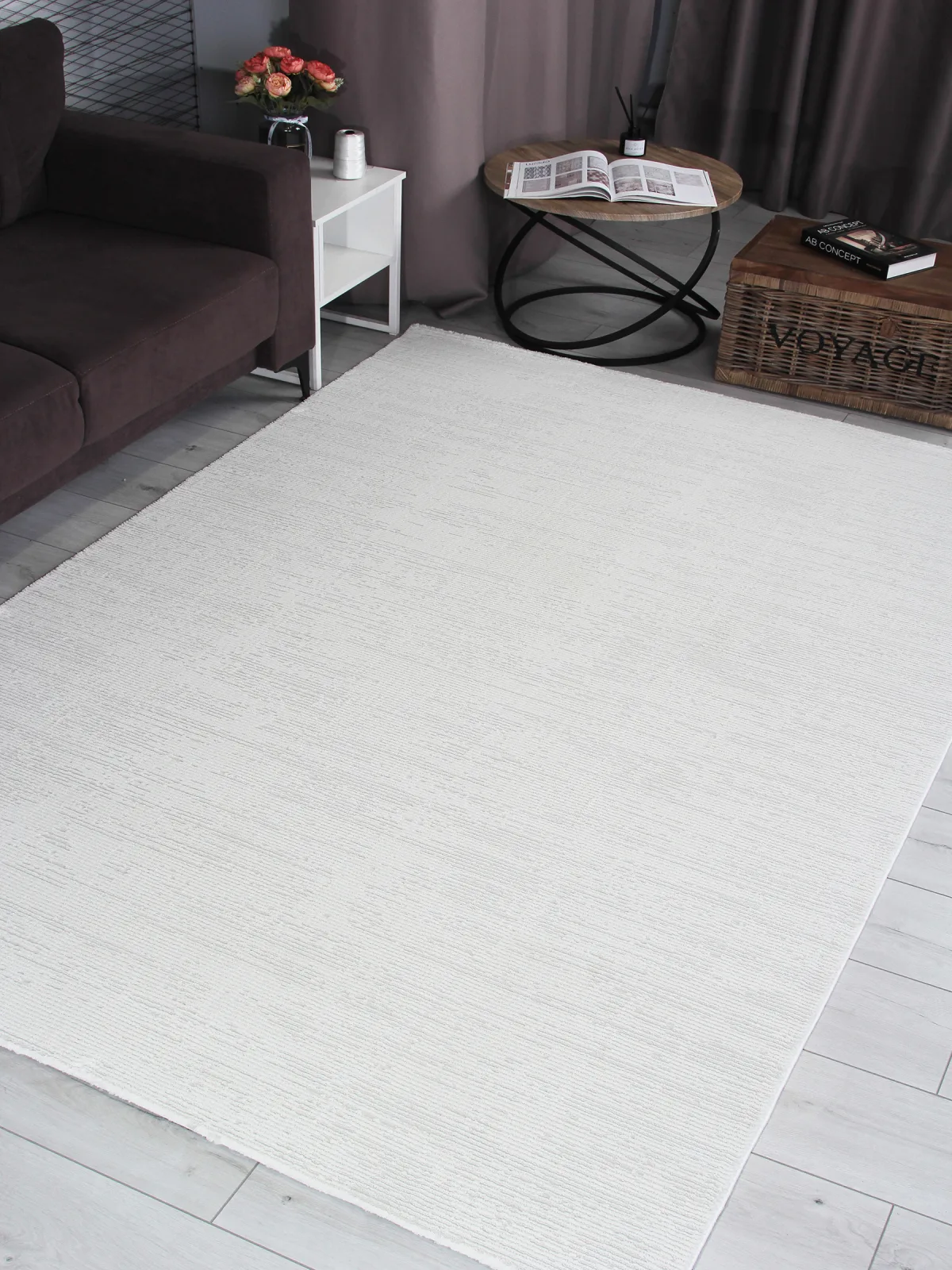 Минимализм ковер NENSI GL091W - WHITE / WHITE Heat-set Турция