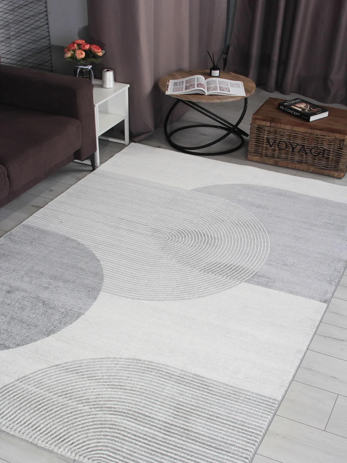 Современный ковер NENSI GL235G - GREY / GREY Heat-set Турция