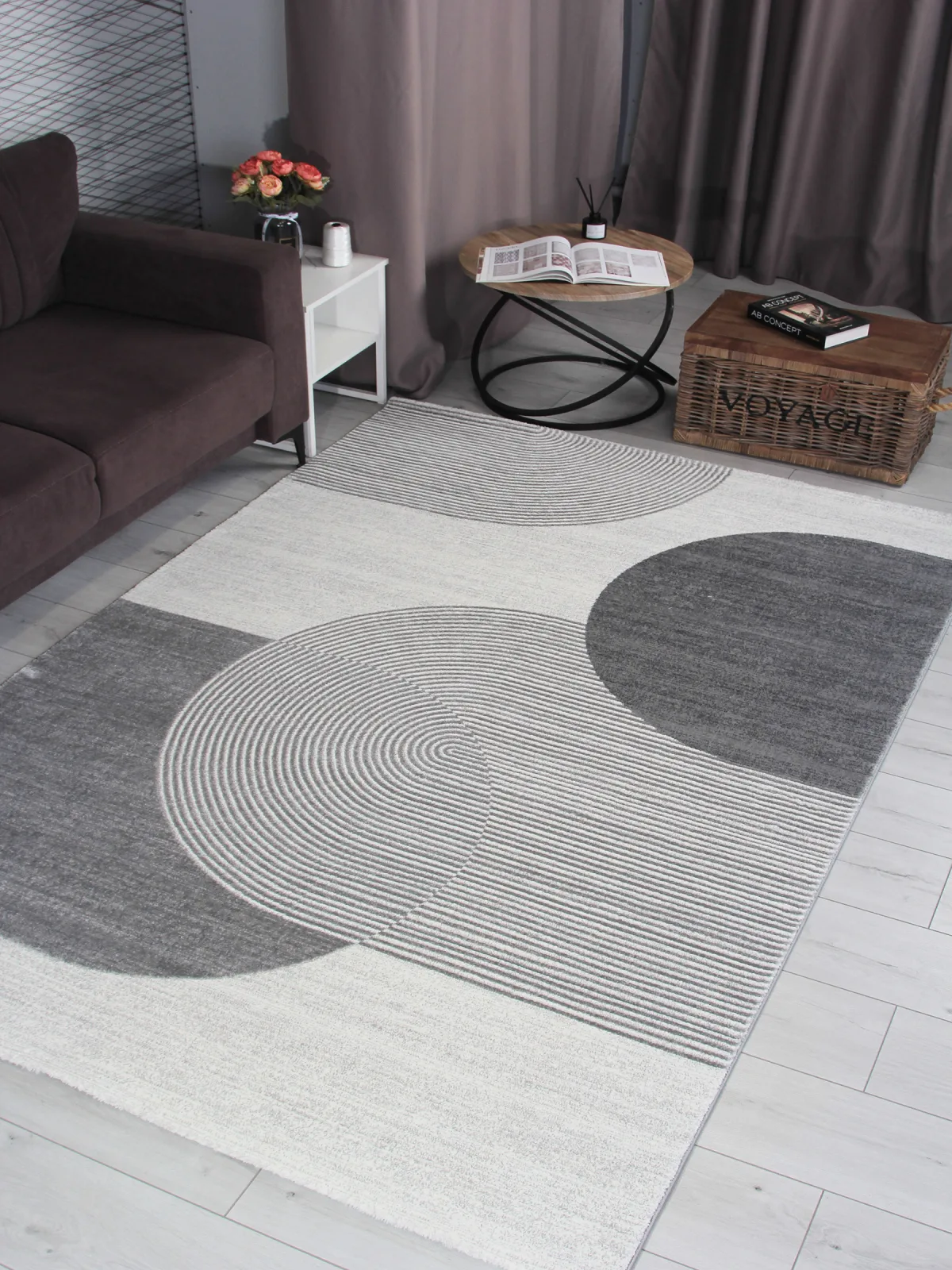 Современный ковер NENSI GL235G - GREY / GREY Heat-set Турция