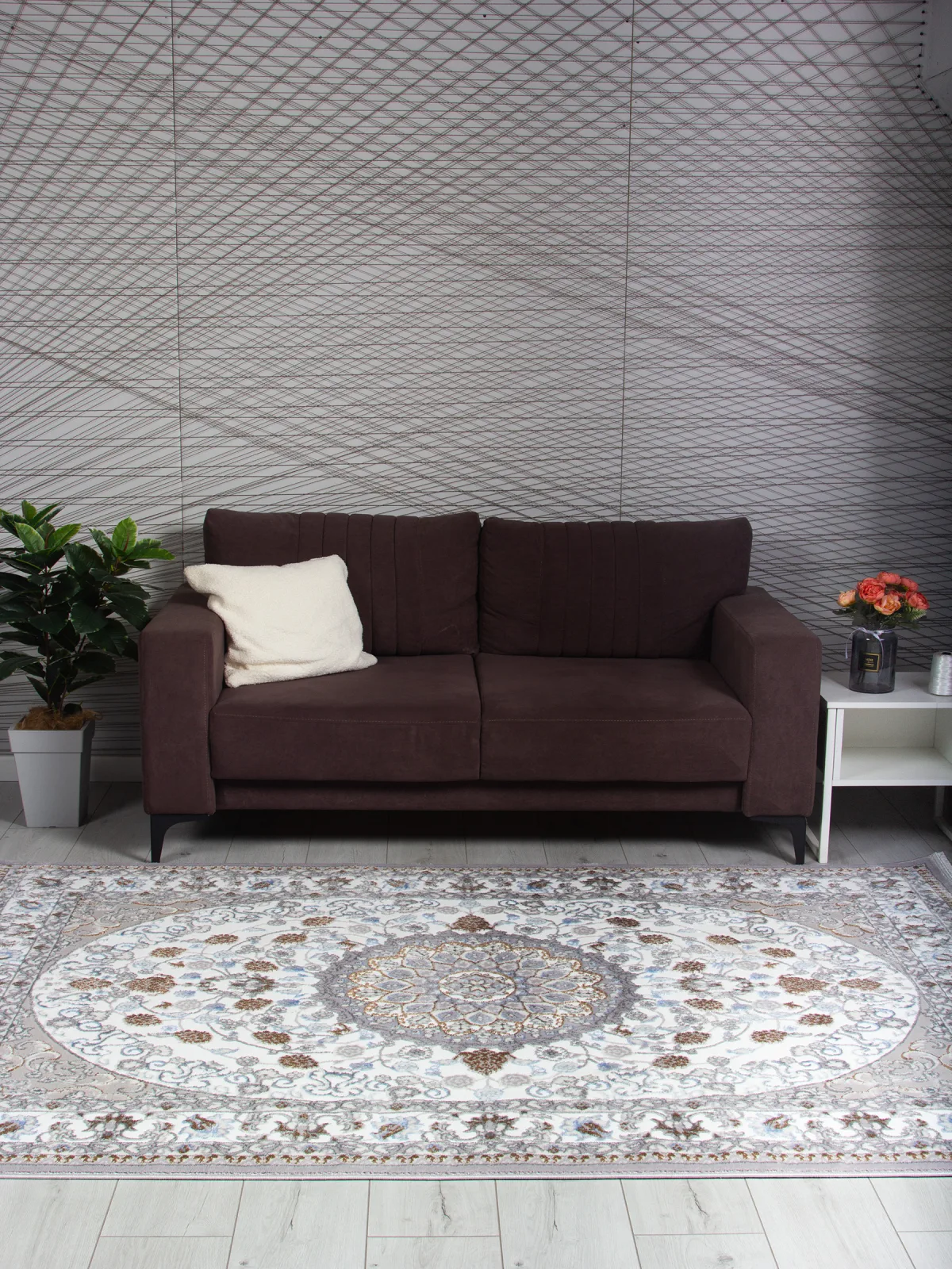 Классический ковер HALIF F611 - GRAY-L.BLUE Heat-set Россия