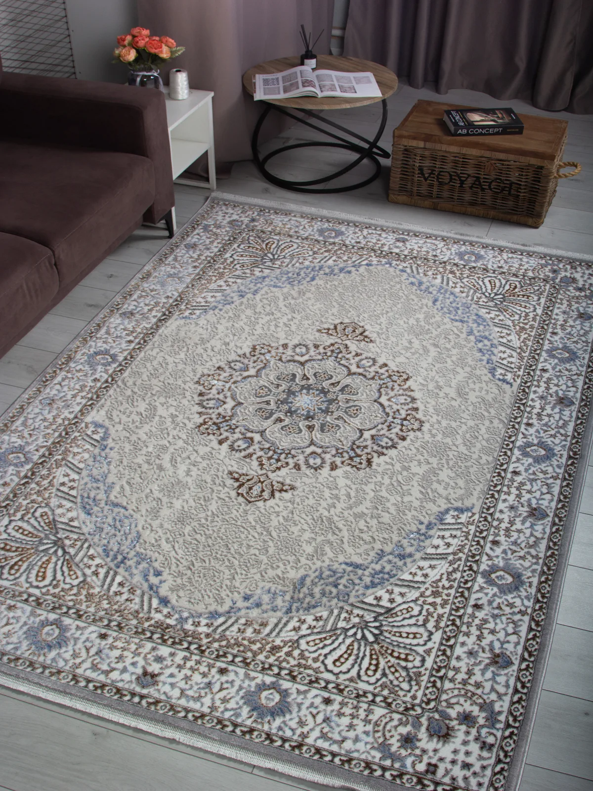 Классический ковер HALIF F637 - GREEN-L.BLUE Heat-set Россия