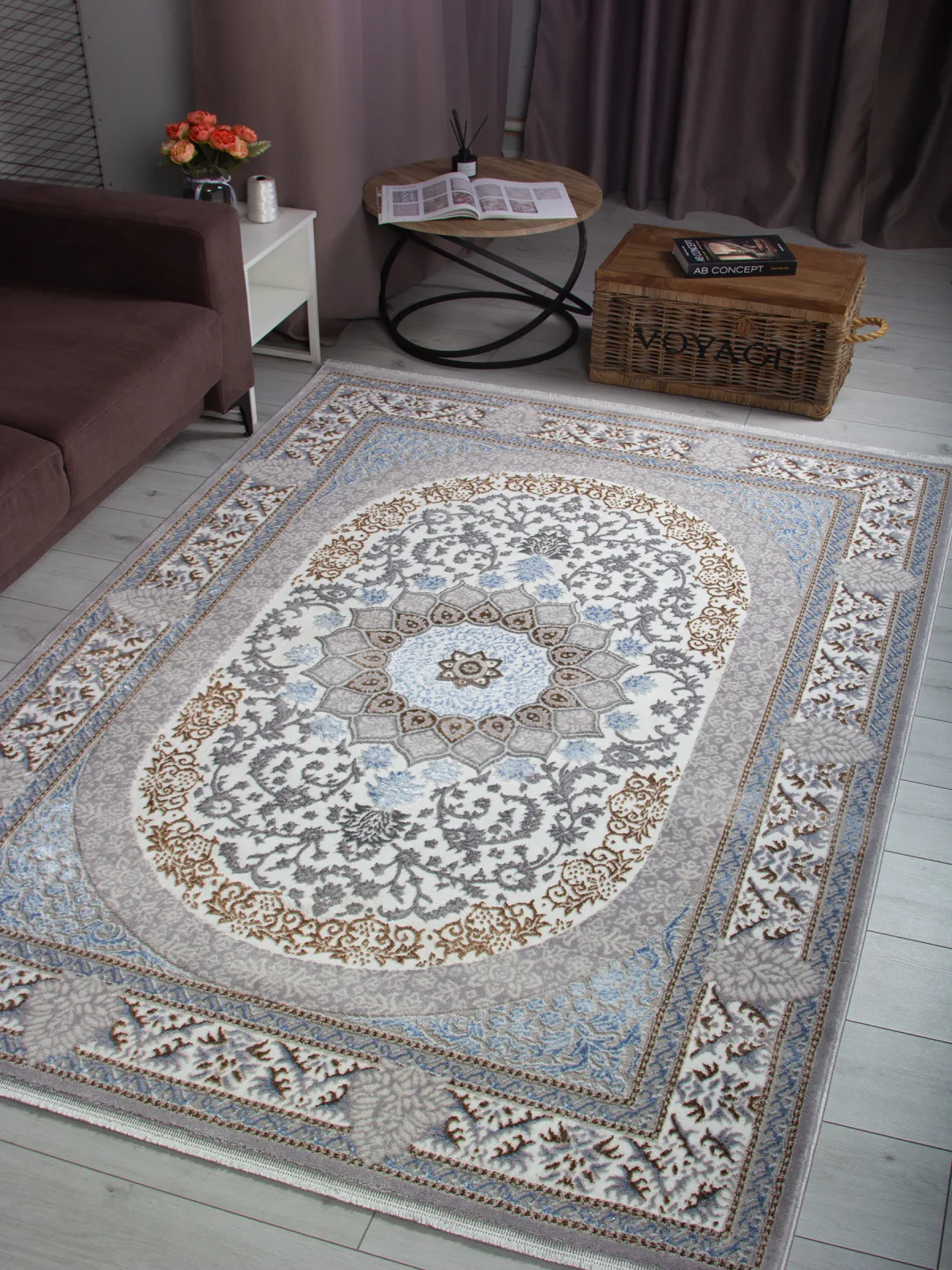 Классический ковер HALIF F638 - GREEN-L.BLUE Heat-set Россия