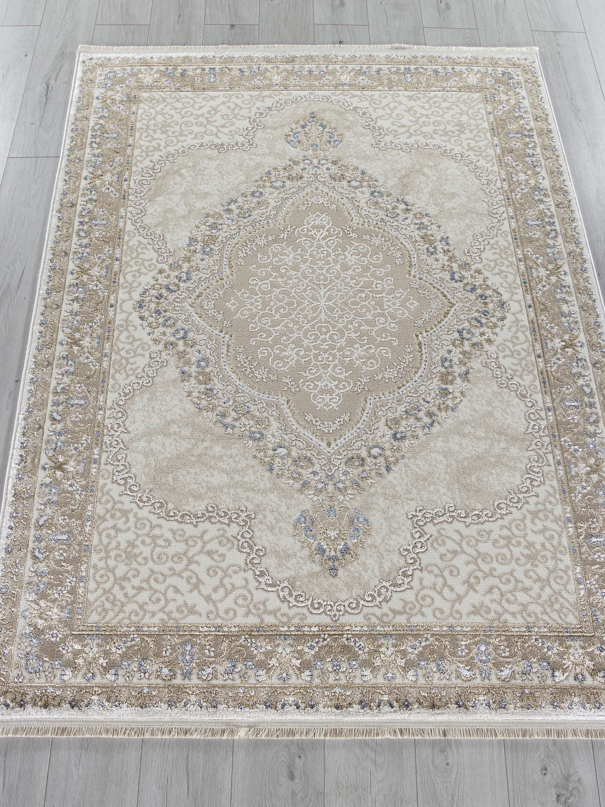 Классический ковер MOSSO 27226 - BEIGE / BLUE Heat-set Турция