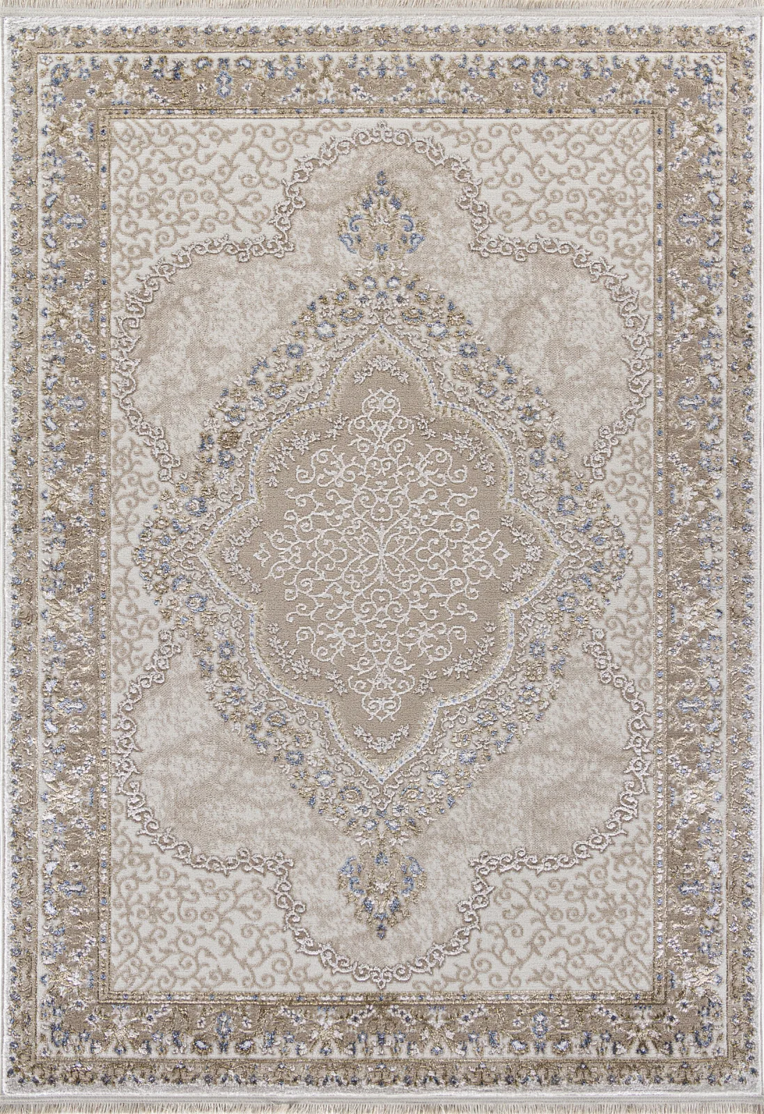 Классический ковер MOSSO 27226 - BEIGE / BLUE Heat-set Турция
