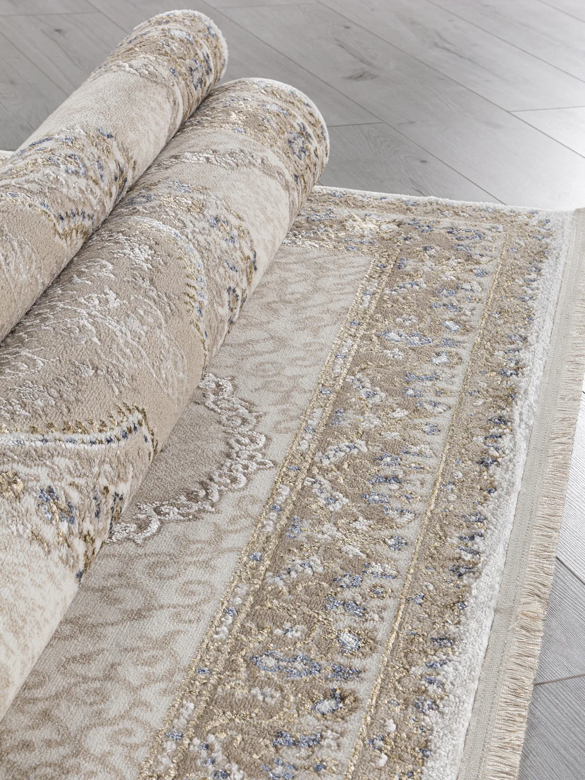 Классический ковер MOSSO 27226 - BEIGE / BLUE Heat-set Турция