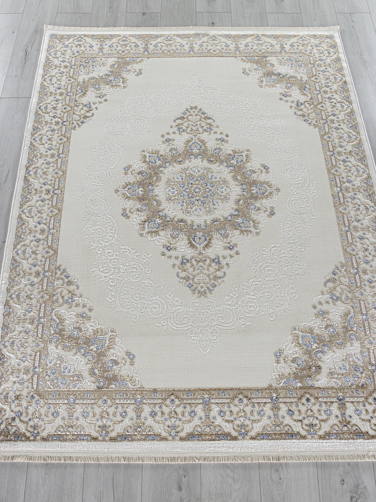 Классический ковер MOSSO 27236 - CREAM / BLUE Heat-set Турция