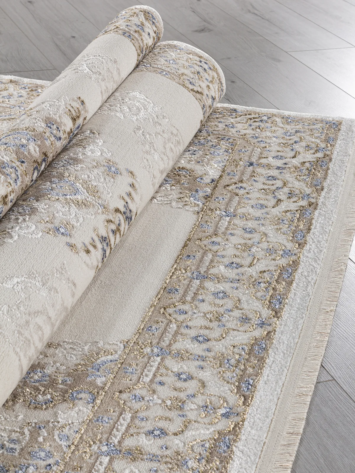 Классический ковер MOSSO 27236 - CREAM / BLUE Heat-set Турция