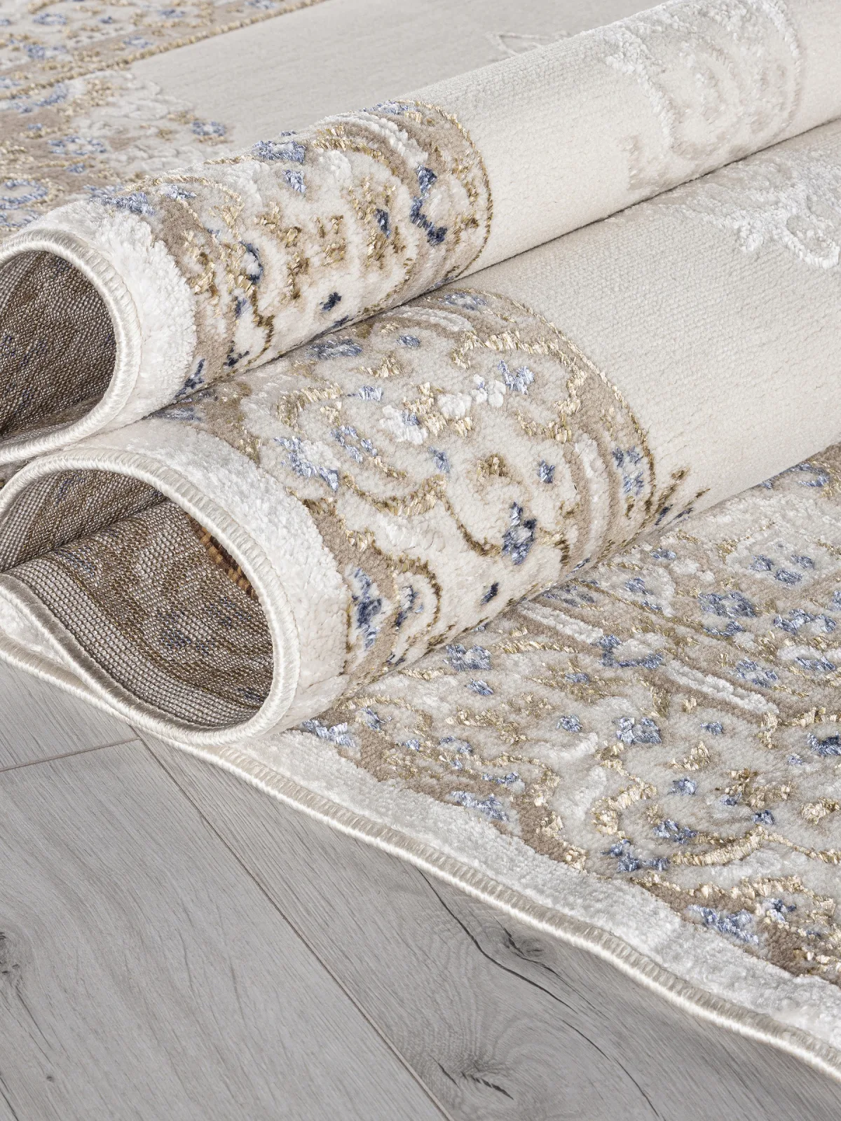 Классический ковер MOSSO 27236 - CREAM / BLUE Heat-set Турция