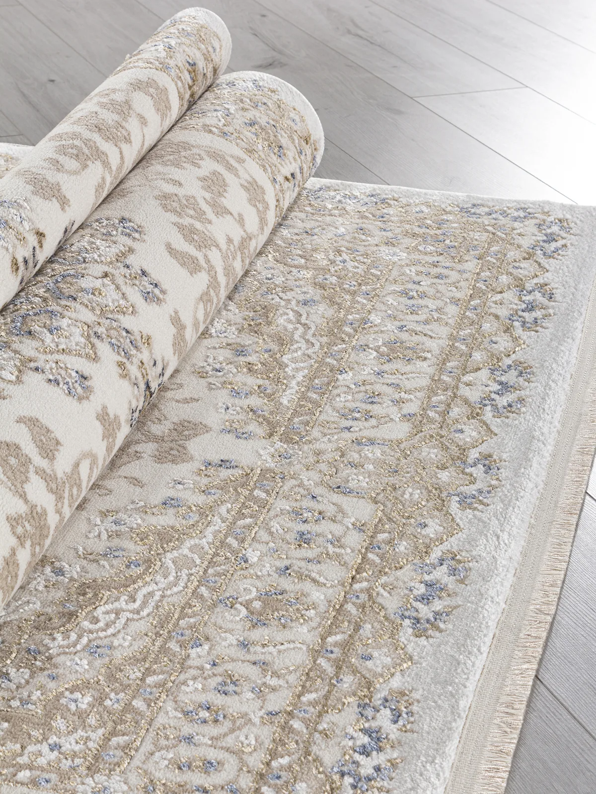 Классический ковер MOSSO 27239 - CREAM / BLUE Heat-set Турция