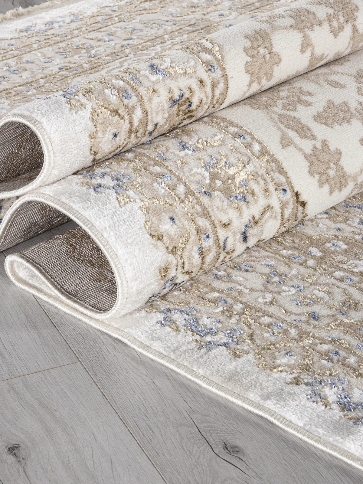 Классический ковер MOSSO 27239 - CREAM / BLUE Heat-set Турция