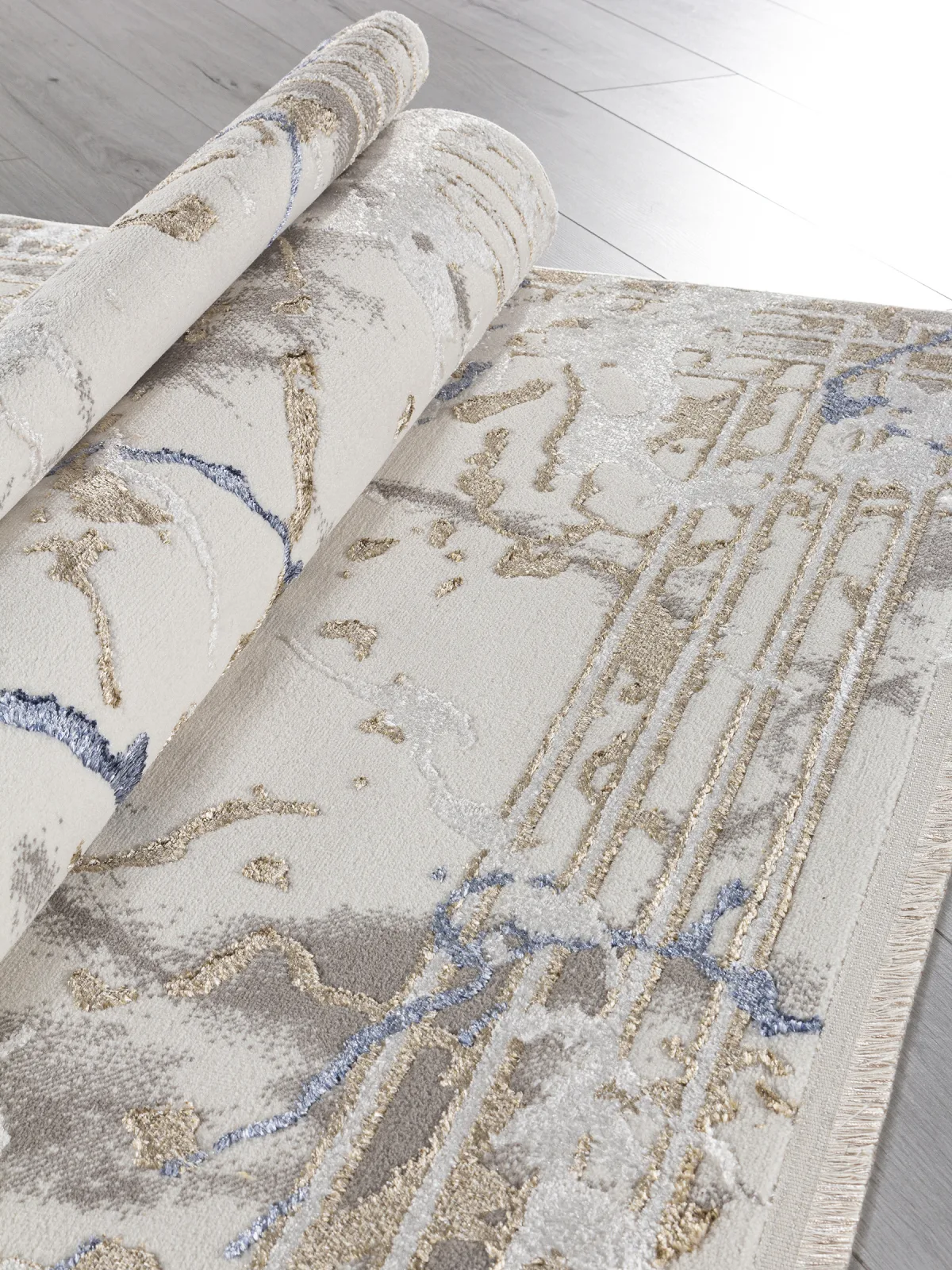 Современный ковер MOSSO 27243 - GRY / BLUE Heat-set Турция