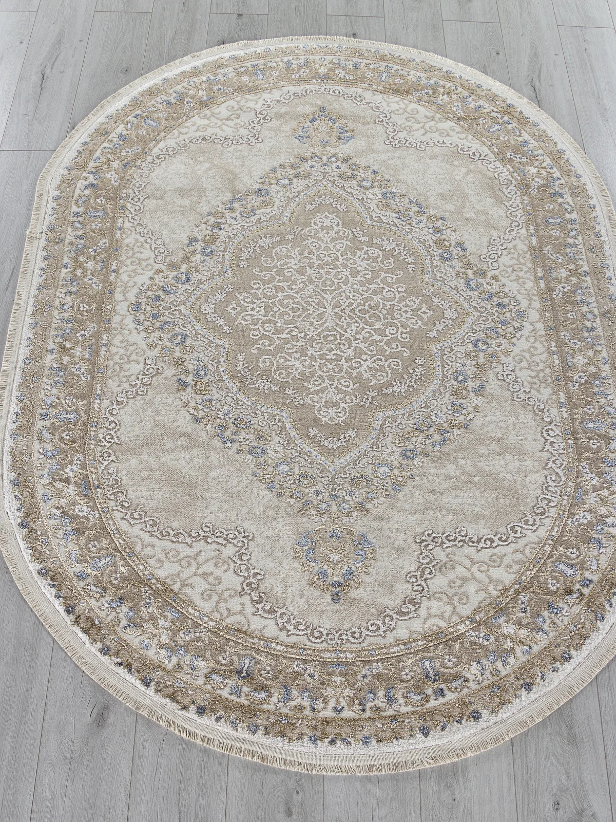 Классический ковер MOSSO 27226 - BEIGE / BLUE Heat-set Турция