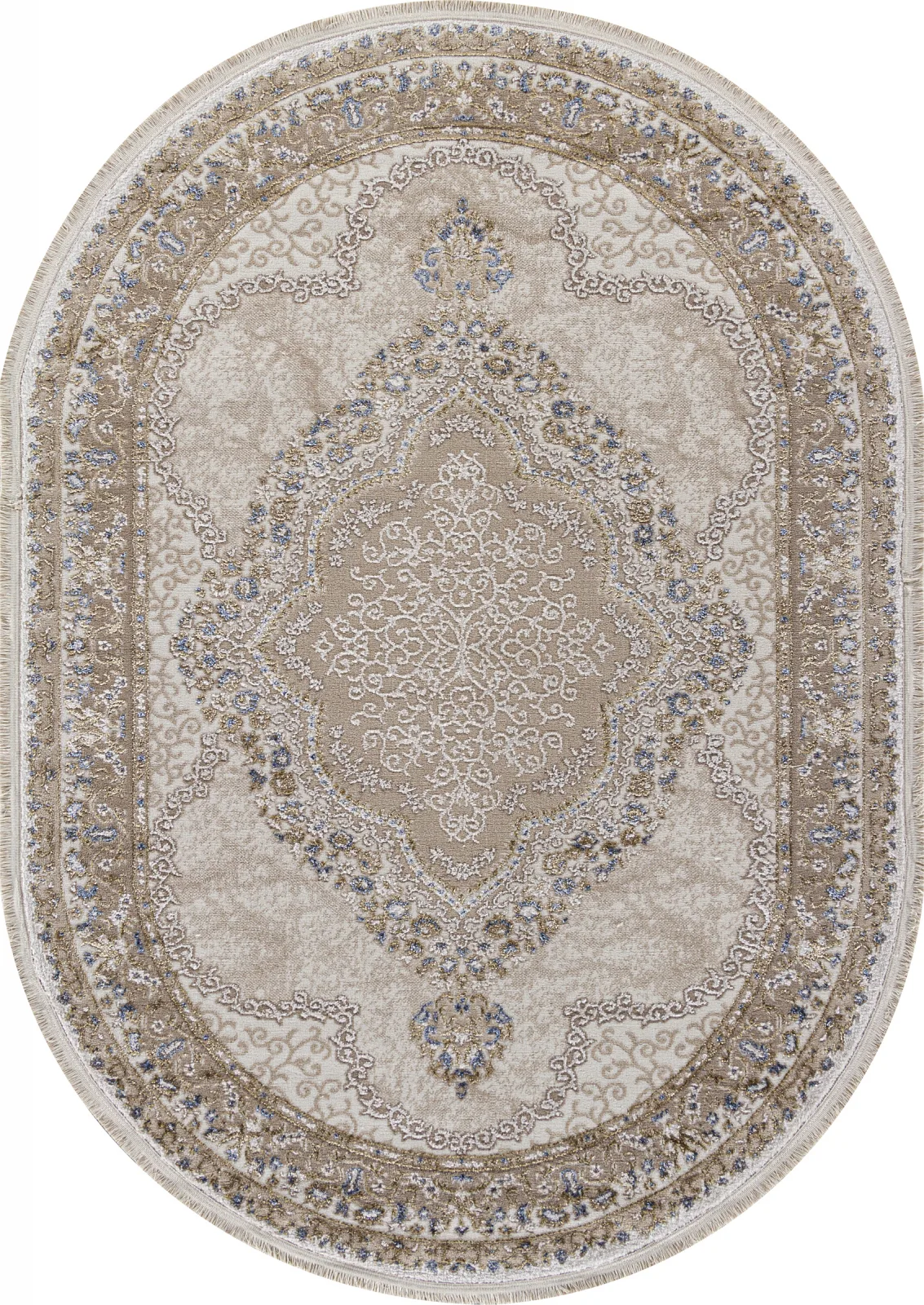 Классический ковер MOSSO 27226 - BEIGE / BLUE Heat-set Турция