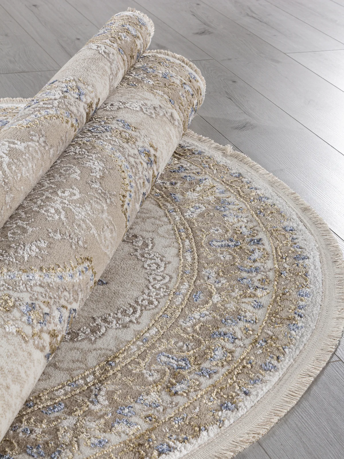Классический ковер MOSSO 27226 - BEIGE / BLUE Heat-set Турция