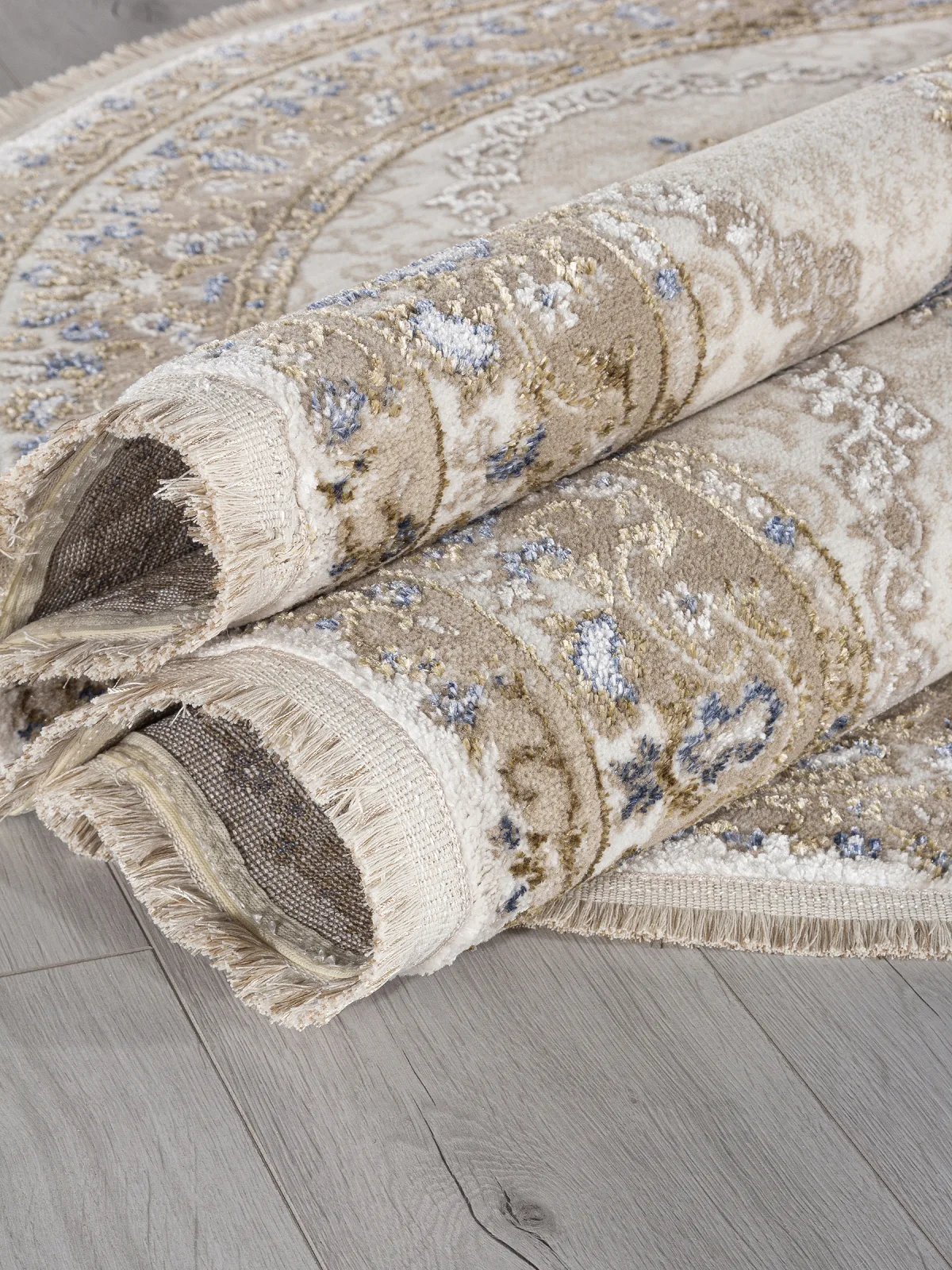 Классический ковер MOSSO 27226 - BEIGE / BLUE Heat-set Турция