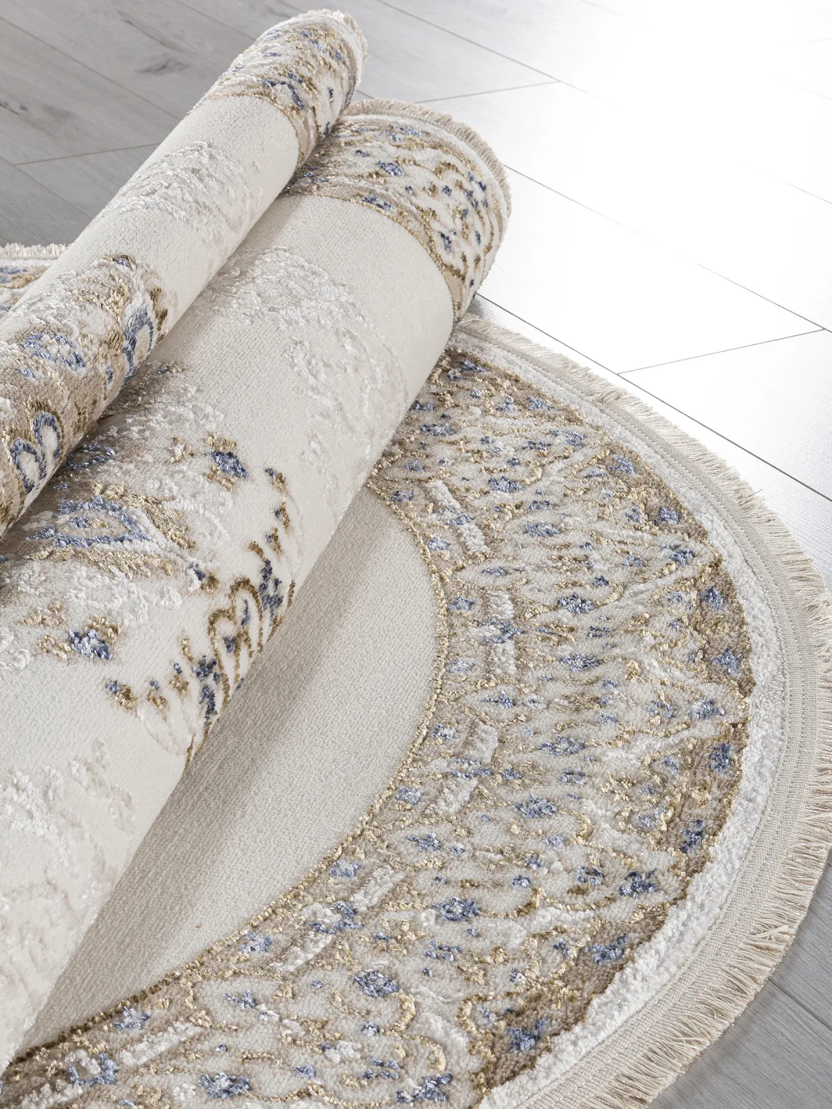 Классический ковер MOSSO 27236 - CREAM / BLUE Heat-set Турция