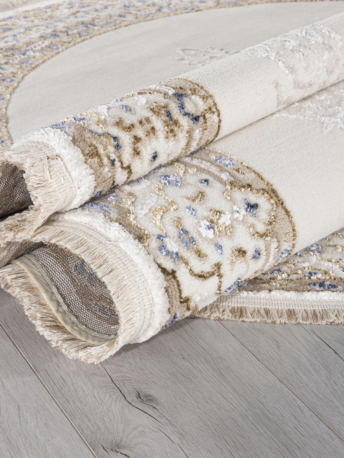 Классический ковер MOSSO 27236 - CREAM / BLUE Heat-set Турция