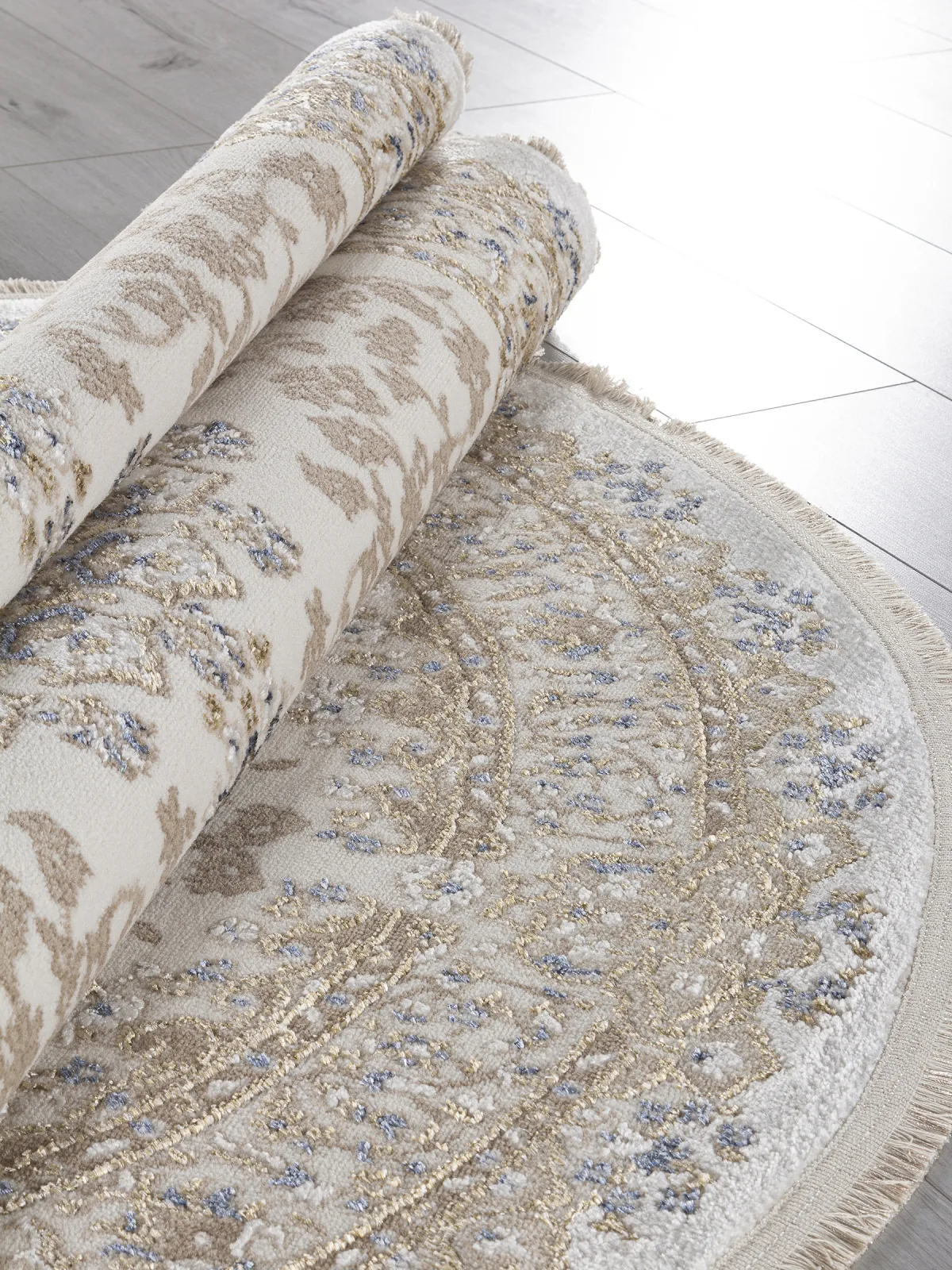Классический ковер MOSSO 27239 - CREAM / BLUE Heat-set Турция